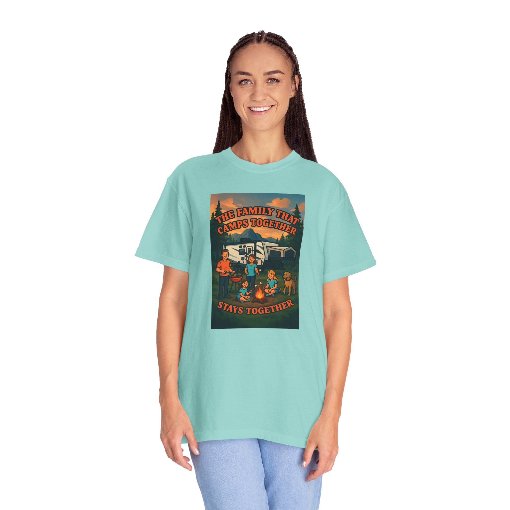 Family Camping T-shirt, Casual Outdoor Tee, Perfect for Family Gatherings, Summer Camp, Gift for Outdoor Lovers, Relaxed Fit Tee
