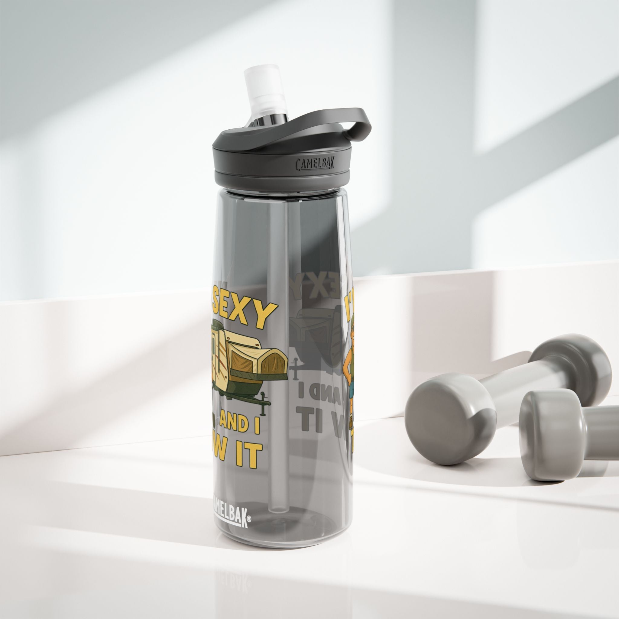 Funny Camper Water Bottle, 20oz/25oz, Outdoor Gear, Camping Gift, Humorous Hydration