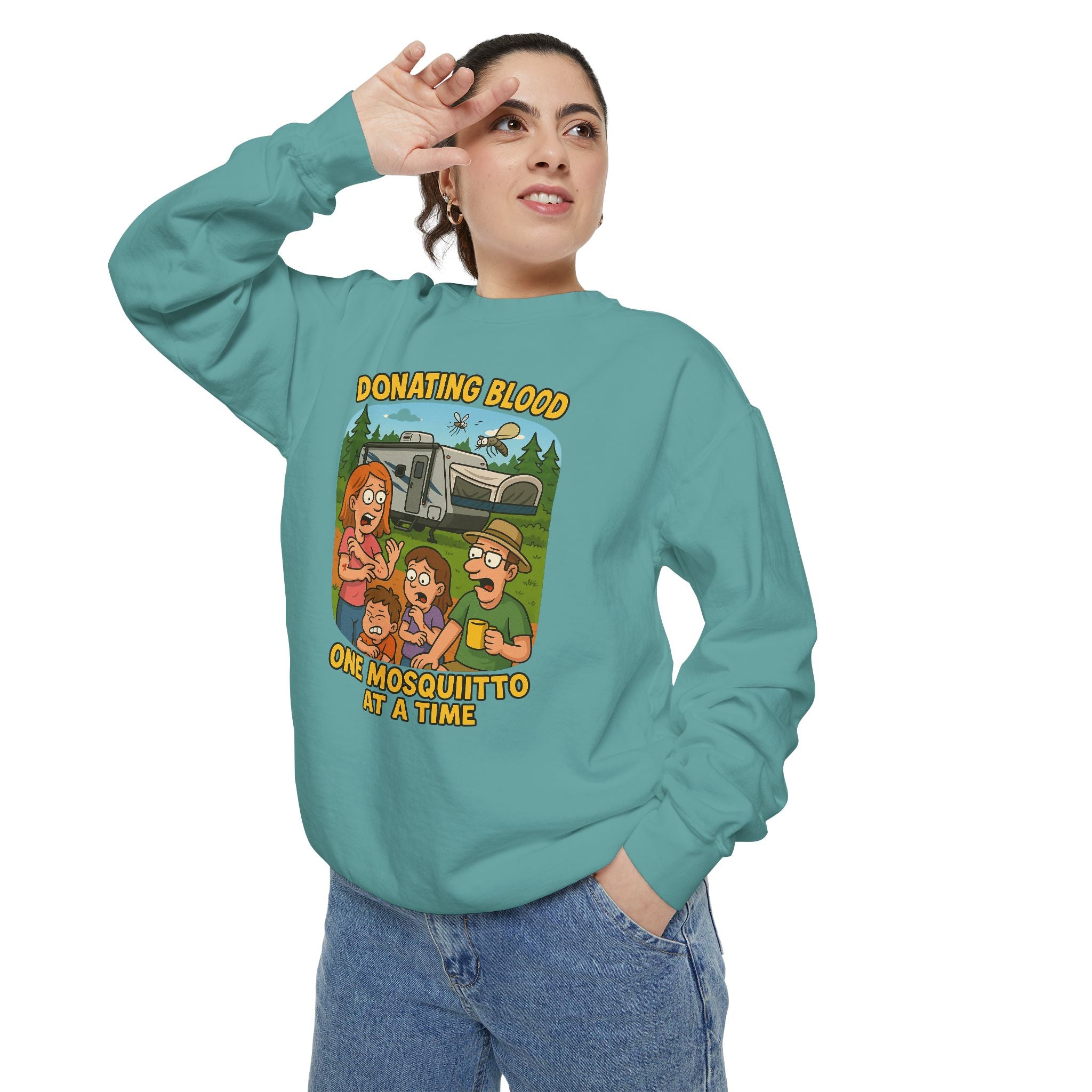Unisex Garment-Dyed Sweatshirt - Donating Blood One Mosquito at a Time