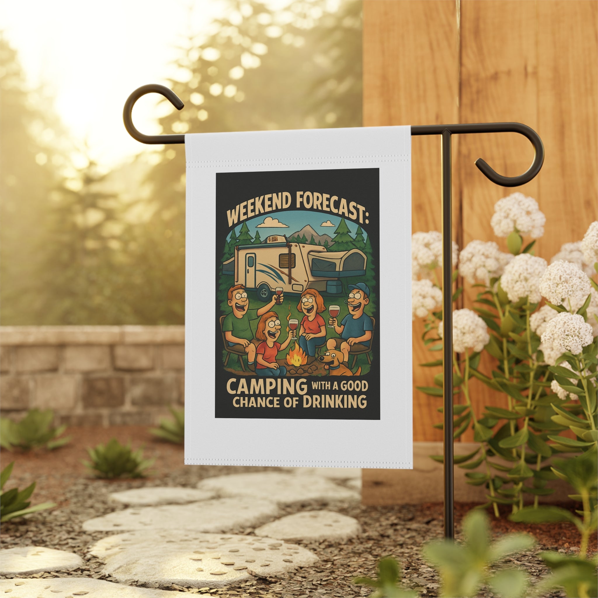 Camping Fun Garden Banner, Outdoor Decor, Patio Flag, Adventure Gift, RV Lovers Home Accent, Weekend BBQ Decoration