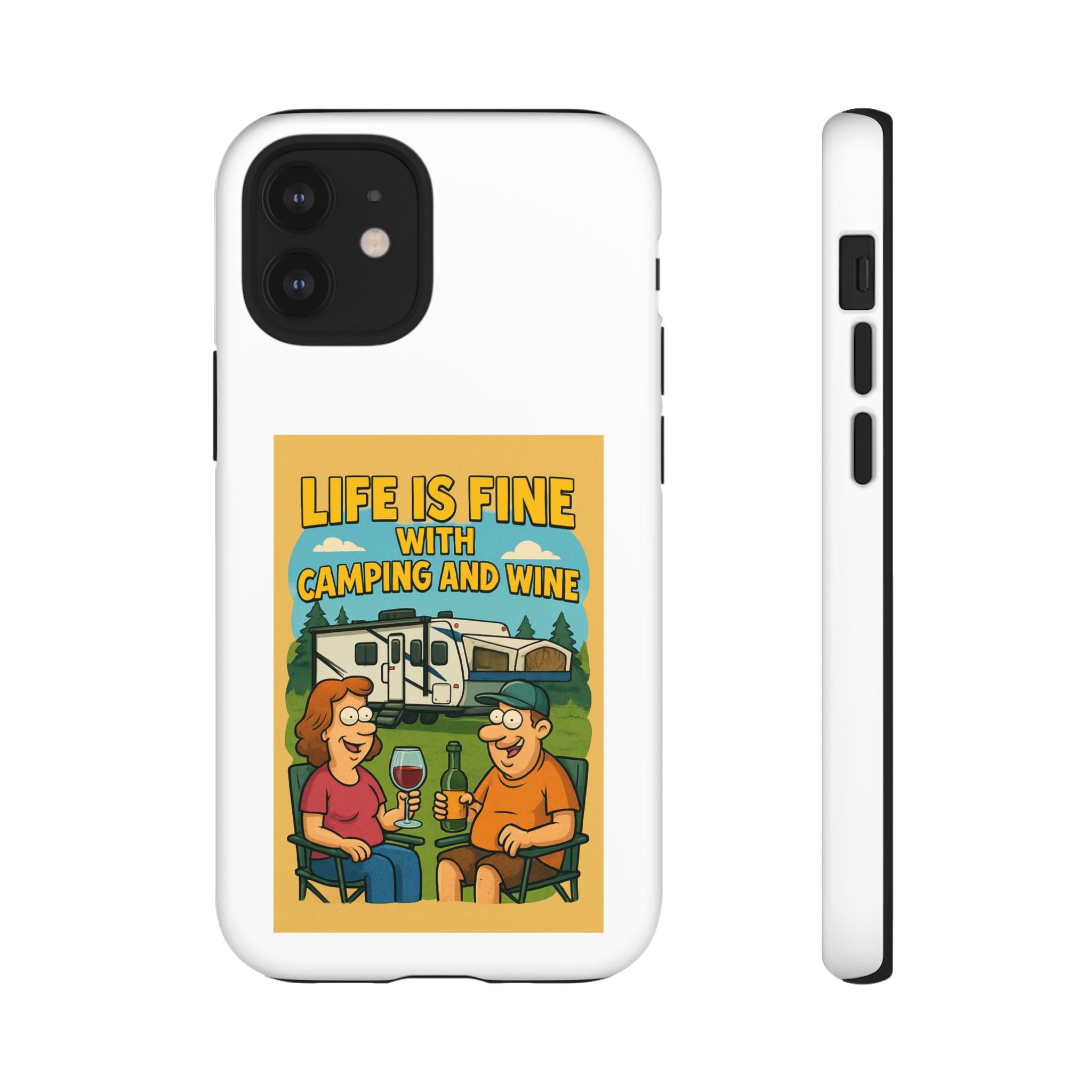 Camping & Wine Phone Case, Outdoor Adventure Accessory, Fun Gift for Campers, Summer Travel Essential, RV Lover Present