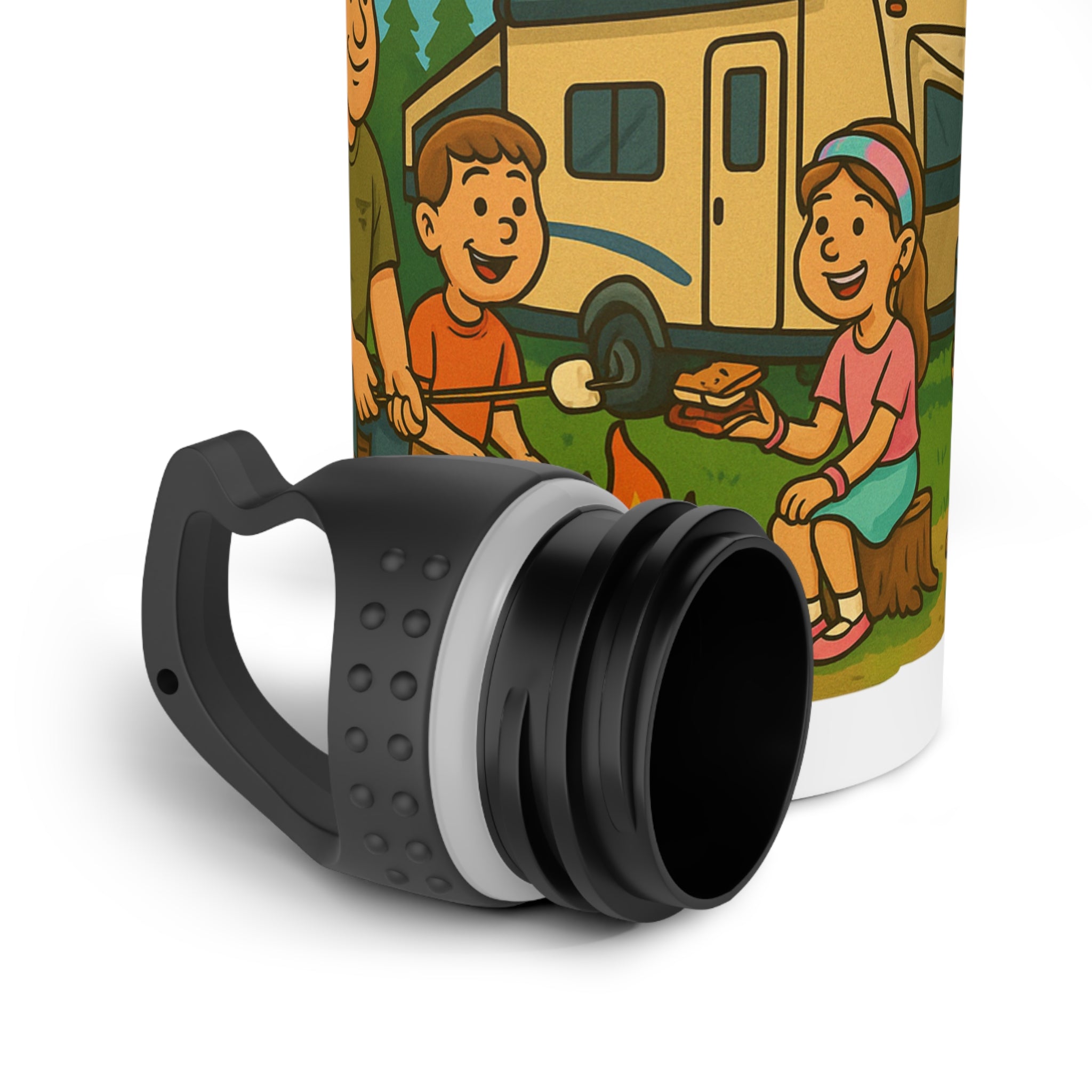 Camping Vibes Water Bottle, Outdoor Adventure, S'mores Fun, Eco-Friendly Hydration, Gift for Campers, Hiking Gear