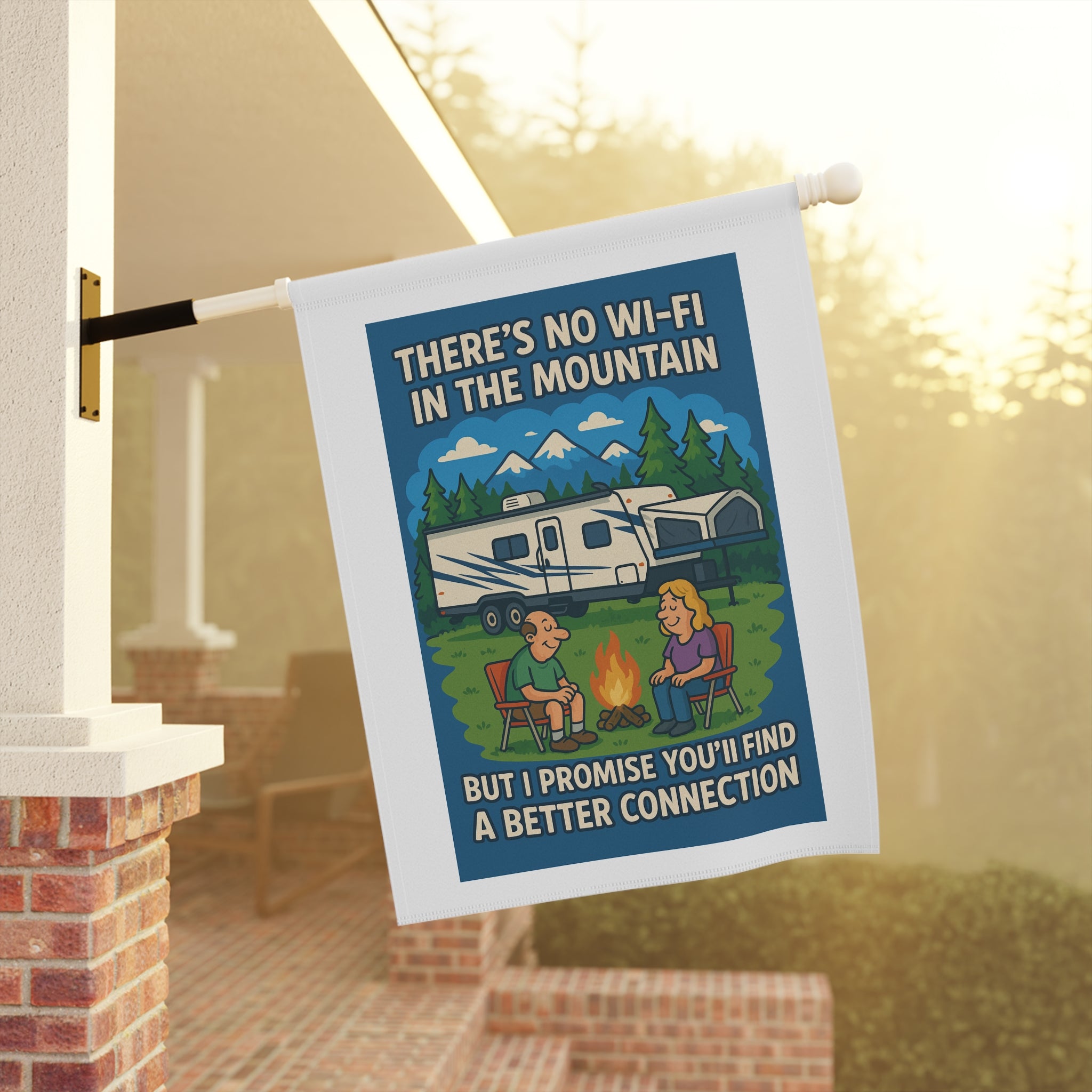 Campfire Connection Garden Banner, Outdoor Decor, RV Camping Welcome Sign, Hiking Gift, Summer BBQ Decoration