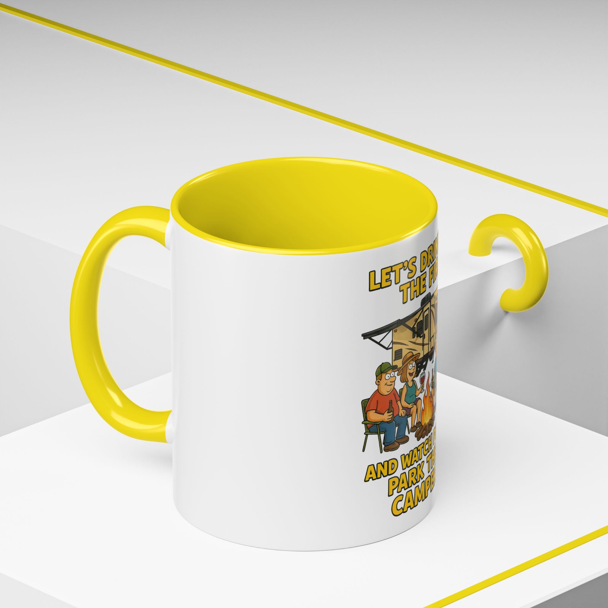 Campfire Accent Coffee Mug, Camping Gift, Outdoor Adventure Mug, RV Lovers Coffee Cup, Relaxing by the Fire