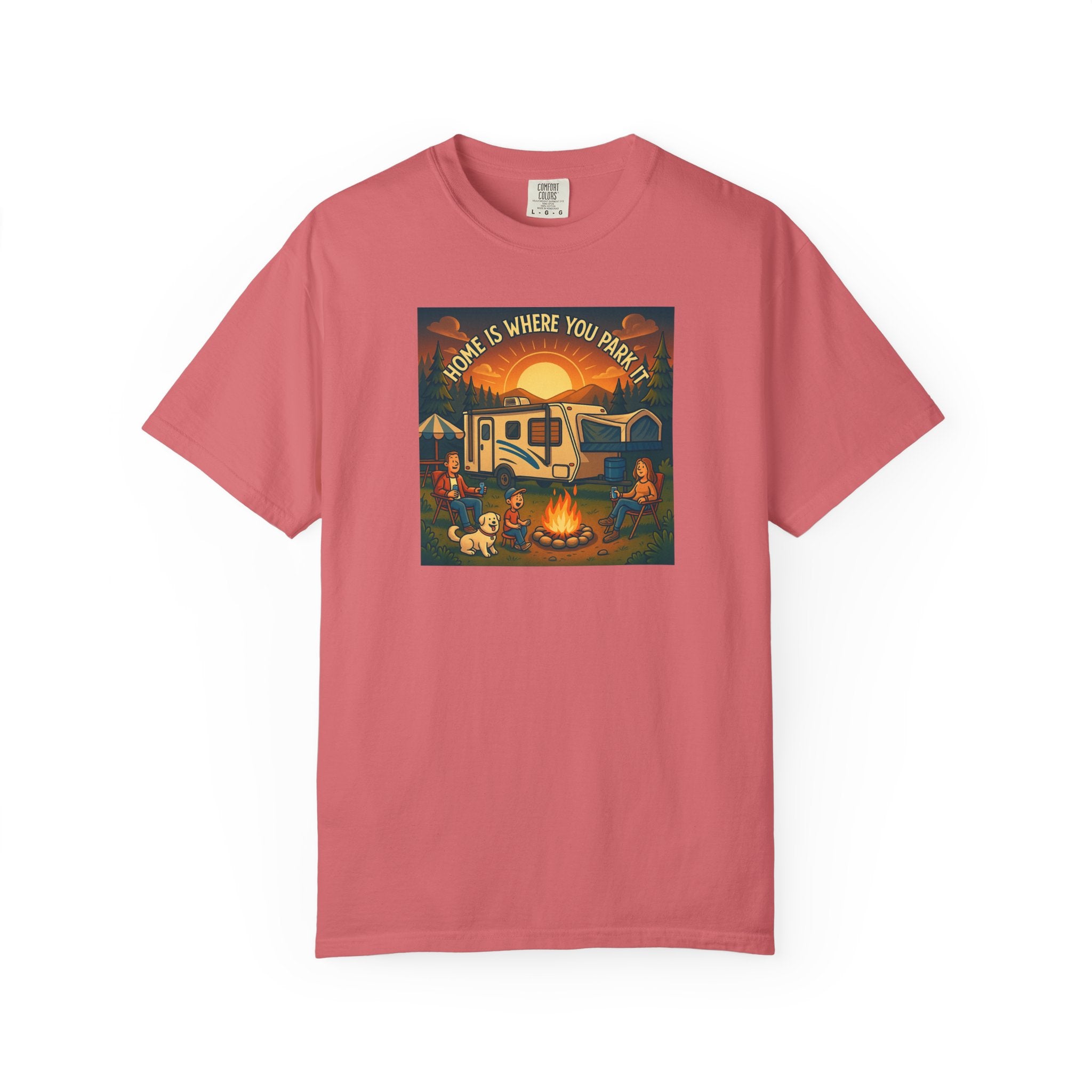 Home Is Where You Park T-shirt - Unisex Garment-Dyed Tee for Campers, Adventure Lovers, Outdoor Enthusiasts, Gift Idea
