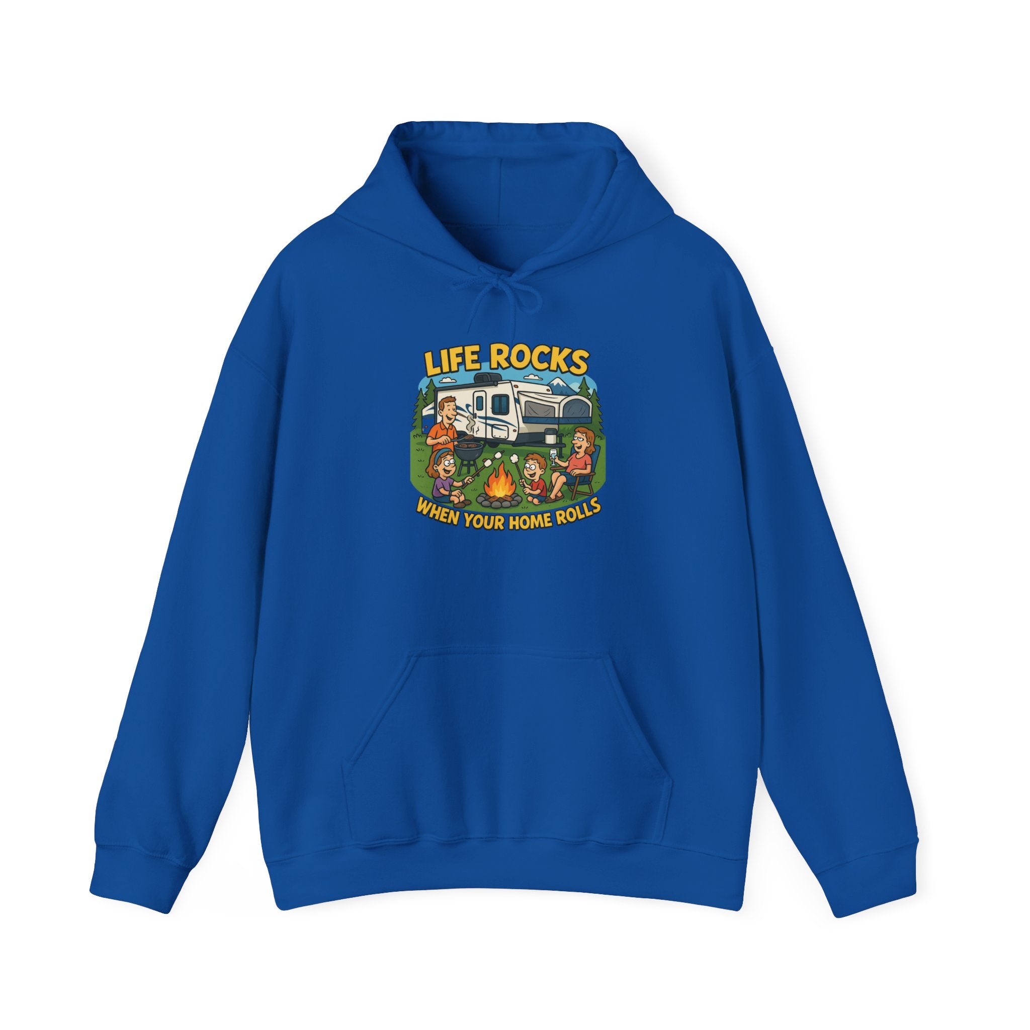 Campfire Adventure Hoodie with Retro Design, Cozy Gift for Outdoor Lovers, Perfect for Camping, Road Trips, and Casual Wear