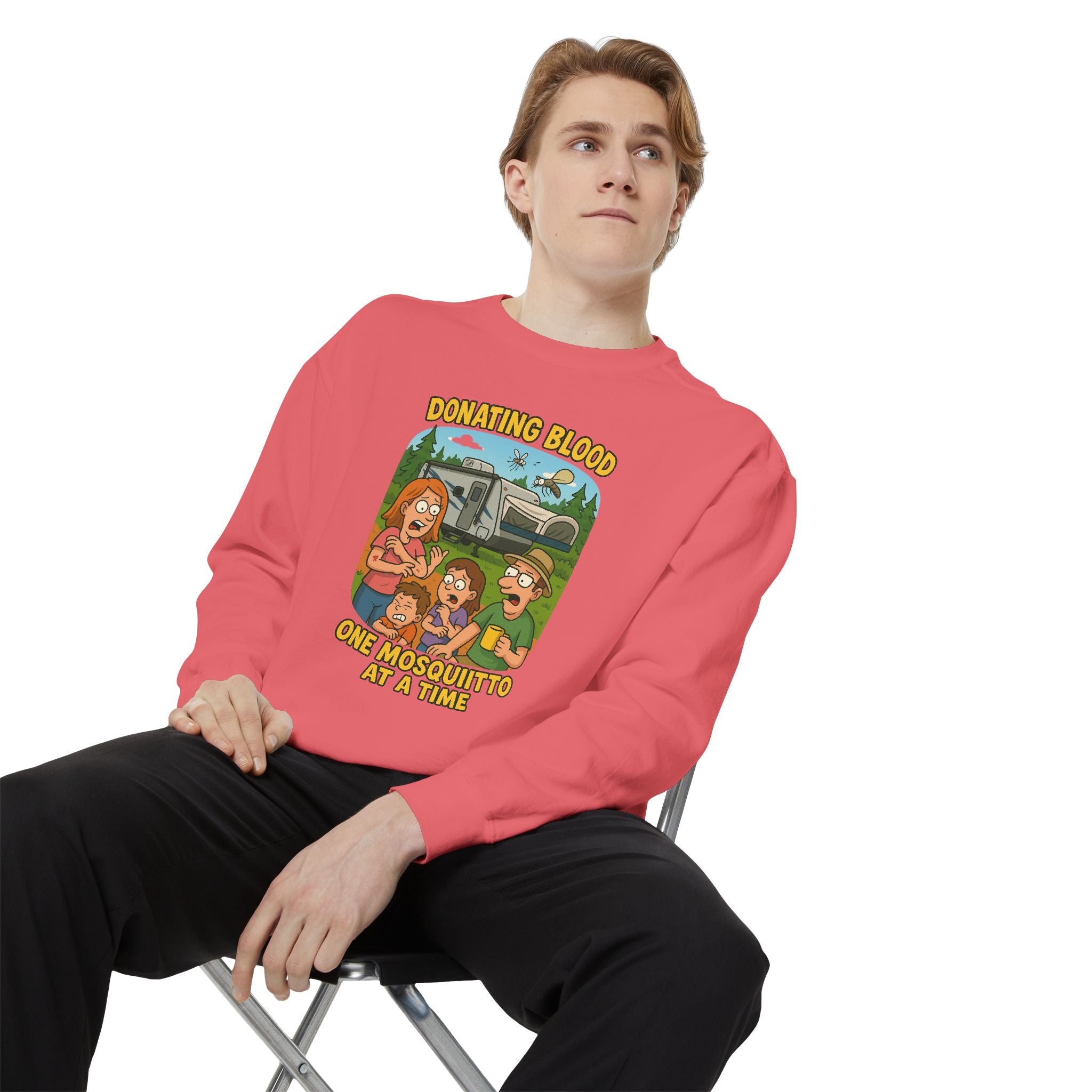 Unisex Garment-Dyed Sweatshirt - Donating Blood One Mosquito at a Time