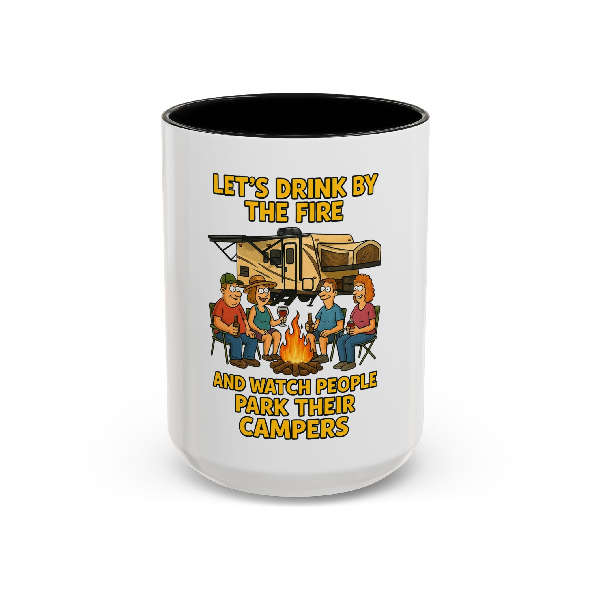 Campfire Accent Coffee Mug, Camping Gift, Outdoor Adventure Mug, RV Lovers Coffee Cup, Relaxing by the Fire