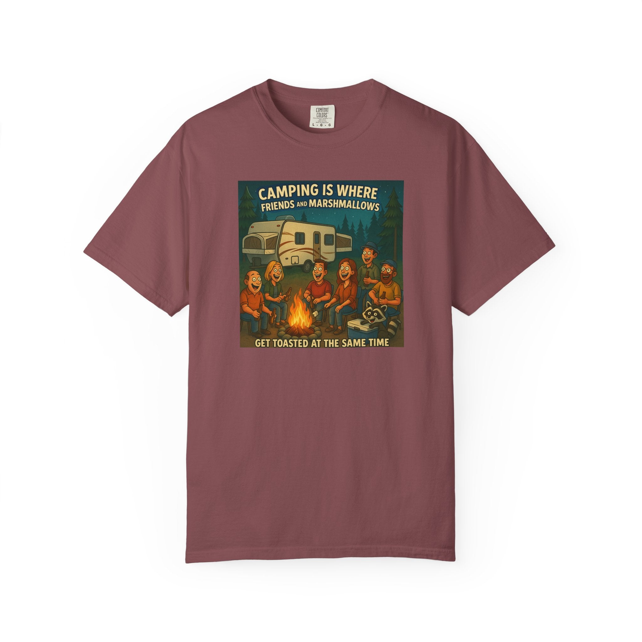 Camping T-Shirt: Get Toasted with Friends, Unisex Garment-Dyed Tee, Outdoor Adventure Shirt, Camping Gift, Summer BBQ Shirt, Family [...]