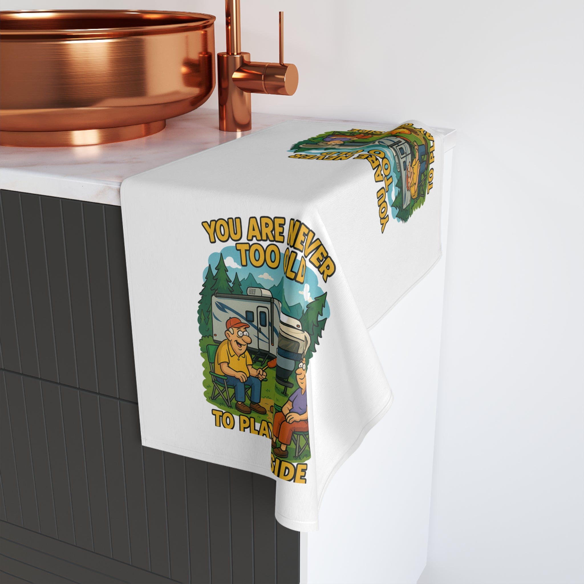 Outdoor Adventure Hand Towel - "You Are Never Too Old To Play Outside"