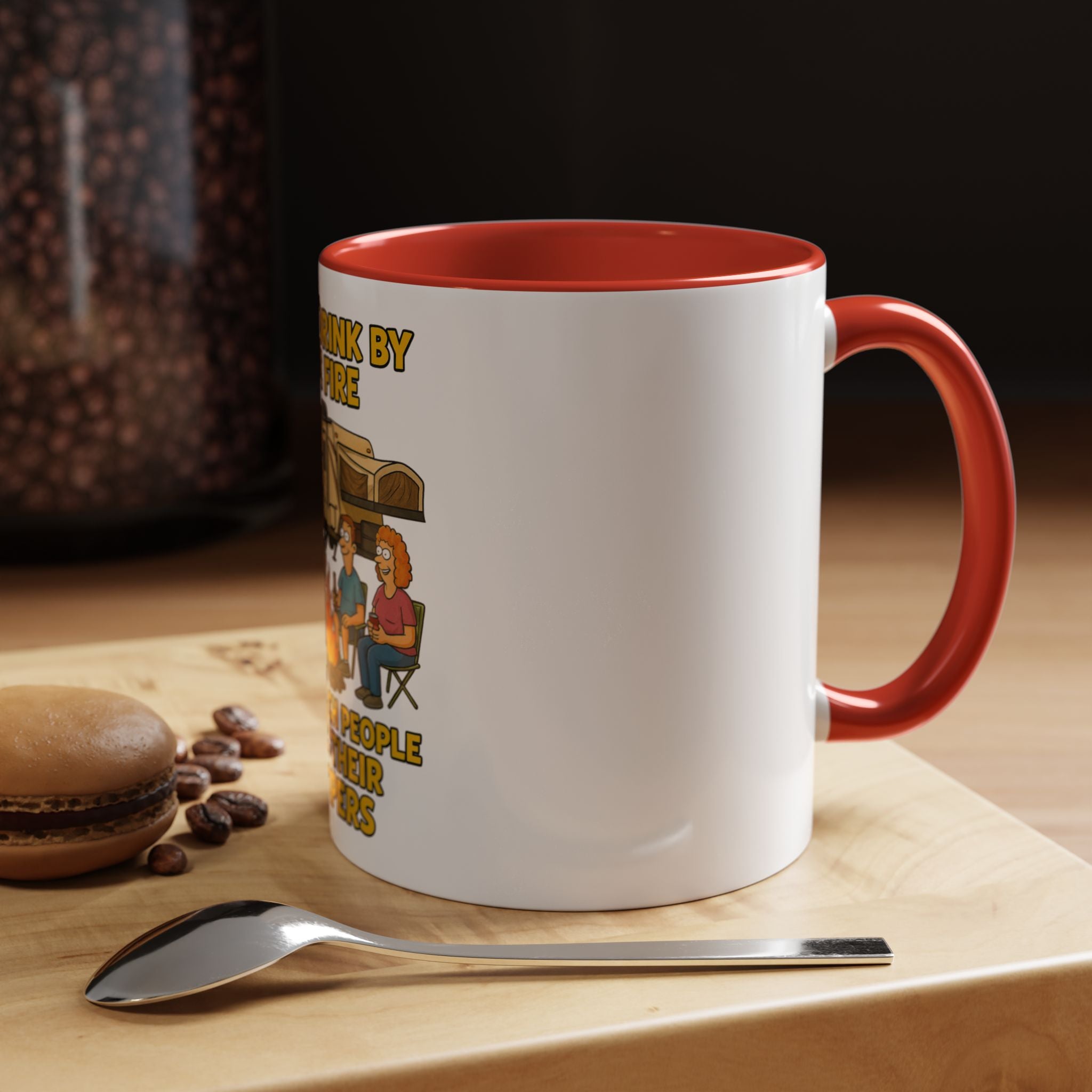 Campfire Accent Coffee Mug, Camping Gift, Outdoor Adventure Mug, RV Lovers Coffee Cup, Relaxing by the Fire