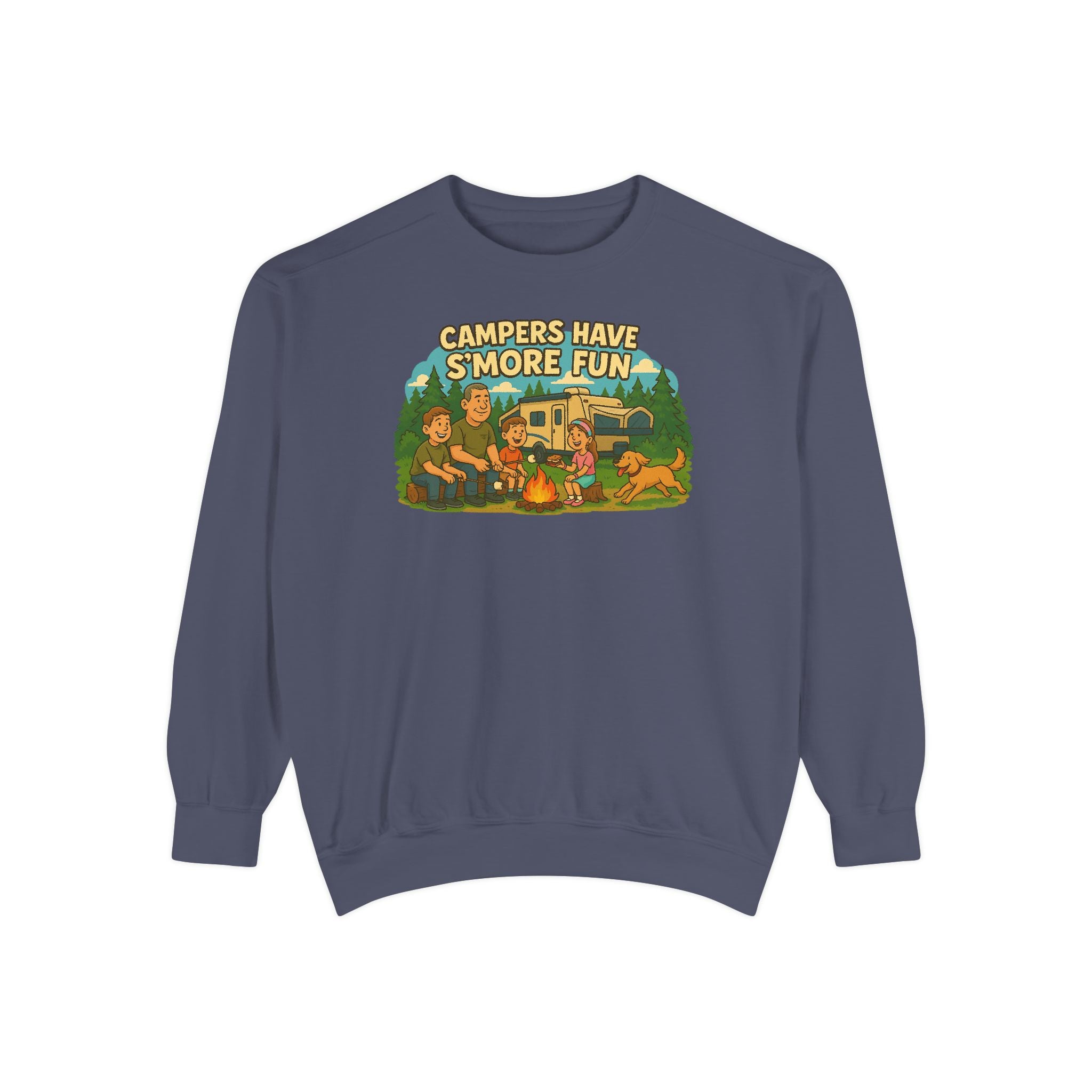 Camper Vibes Sweatshirt - Enjoy S'mores, Unisex Campfire Clothing, Perfect for Outdoor Adventures, Gift for Adventurers, Cozy Camping Attire