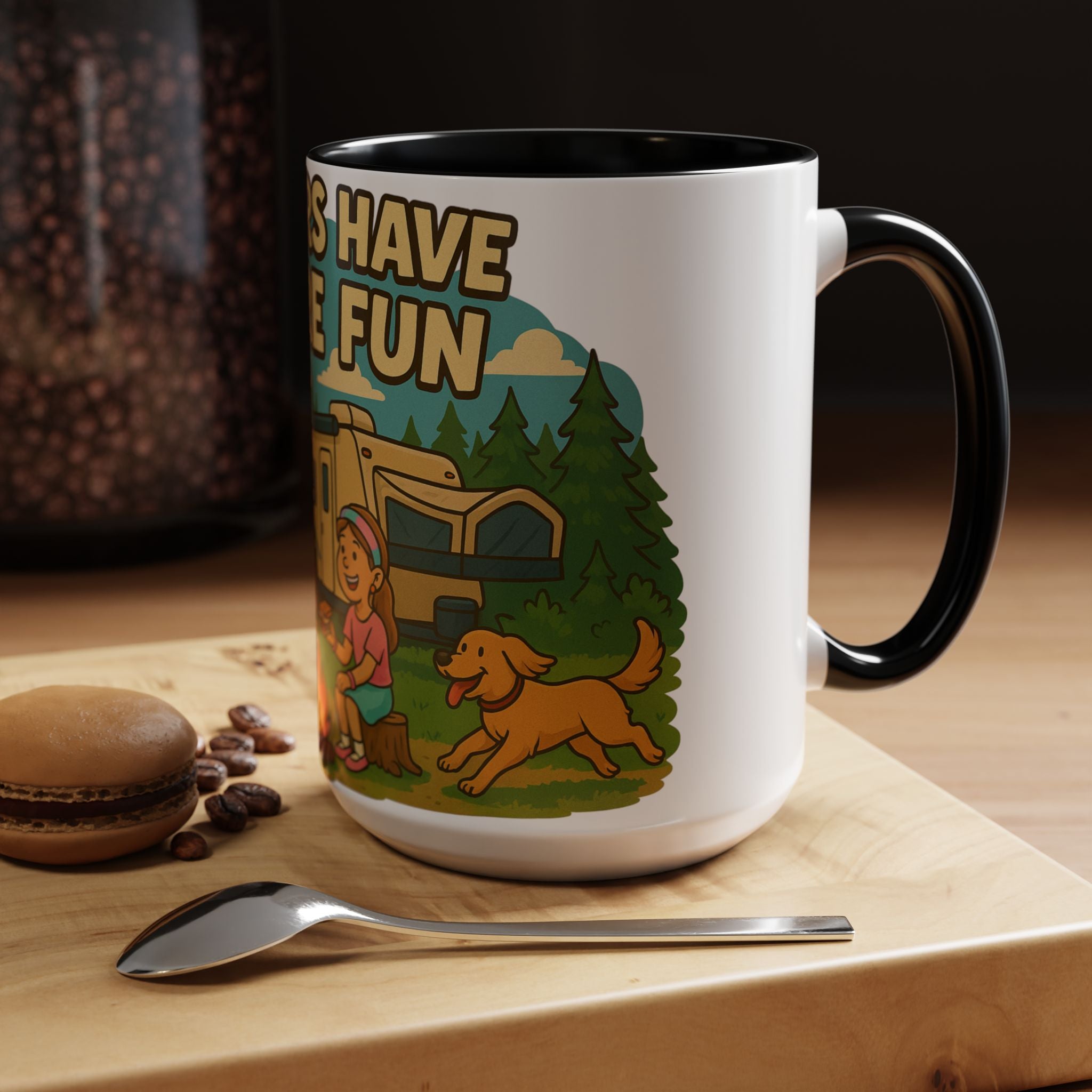 Campfire Adventure Mug - 'Campers Have S'more Fun', Outdoor Coffee Cup for Camping Lovers, Gifts for Nature Enthusiasts, S'mores Jokes