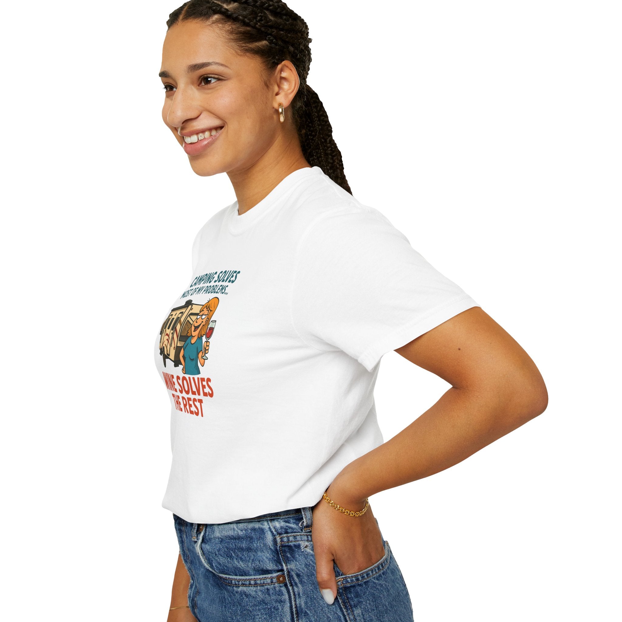 Camping & Wine Unisex T-Shirt, Relaxed Fit Tee, Perfect Gift for Campers, Wine Lovers, Outdoor Enthusiasts, Summer Celebrations