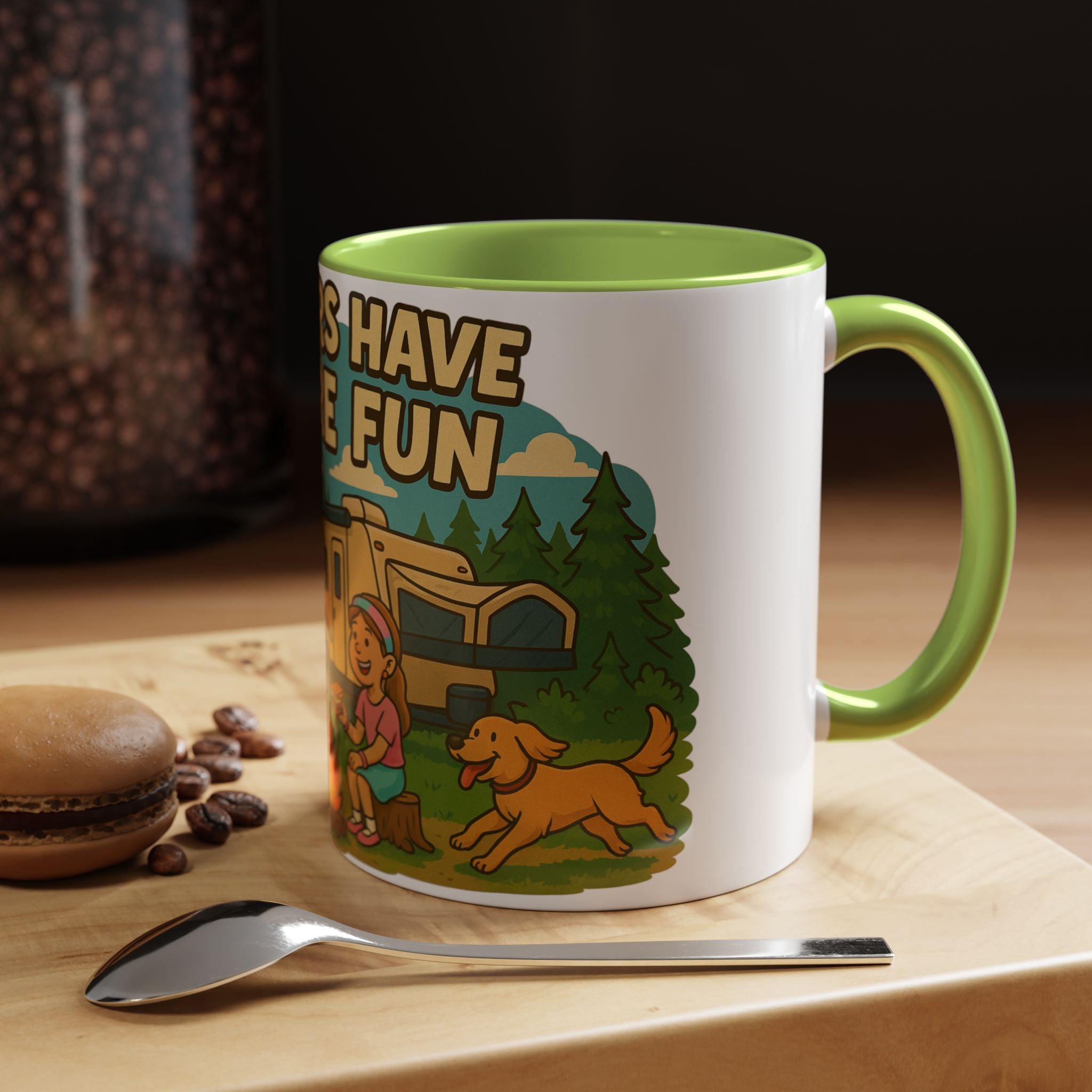 Campfire Adventure Mug - 'Campers Have S'more Fun', Outdoor Coffee Cup for Camping Lovers, Gifts for Nature Enthusiasts, S'mores Jokes