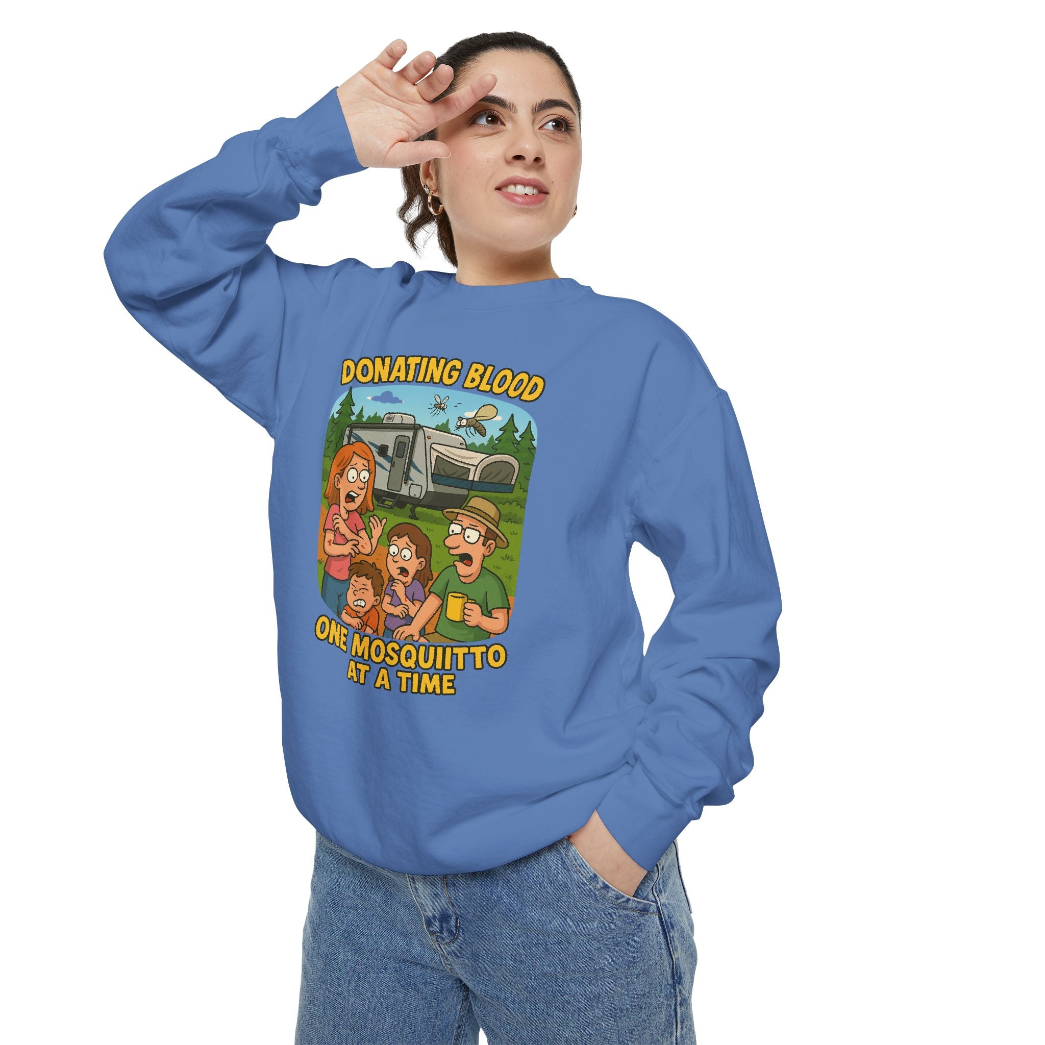 Unisex Garment-Dyed Sweatshirt - Donating Blood One Mosquito at a Time