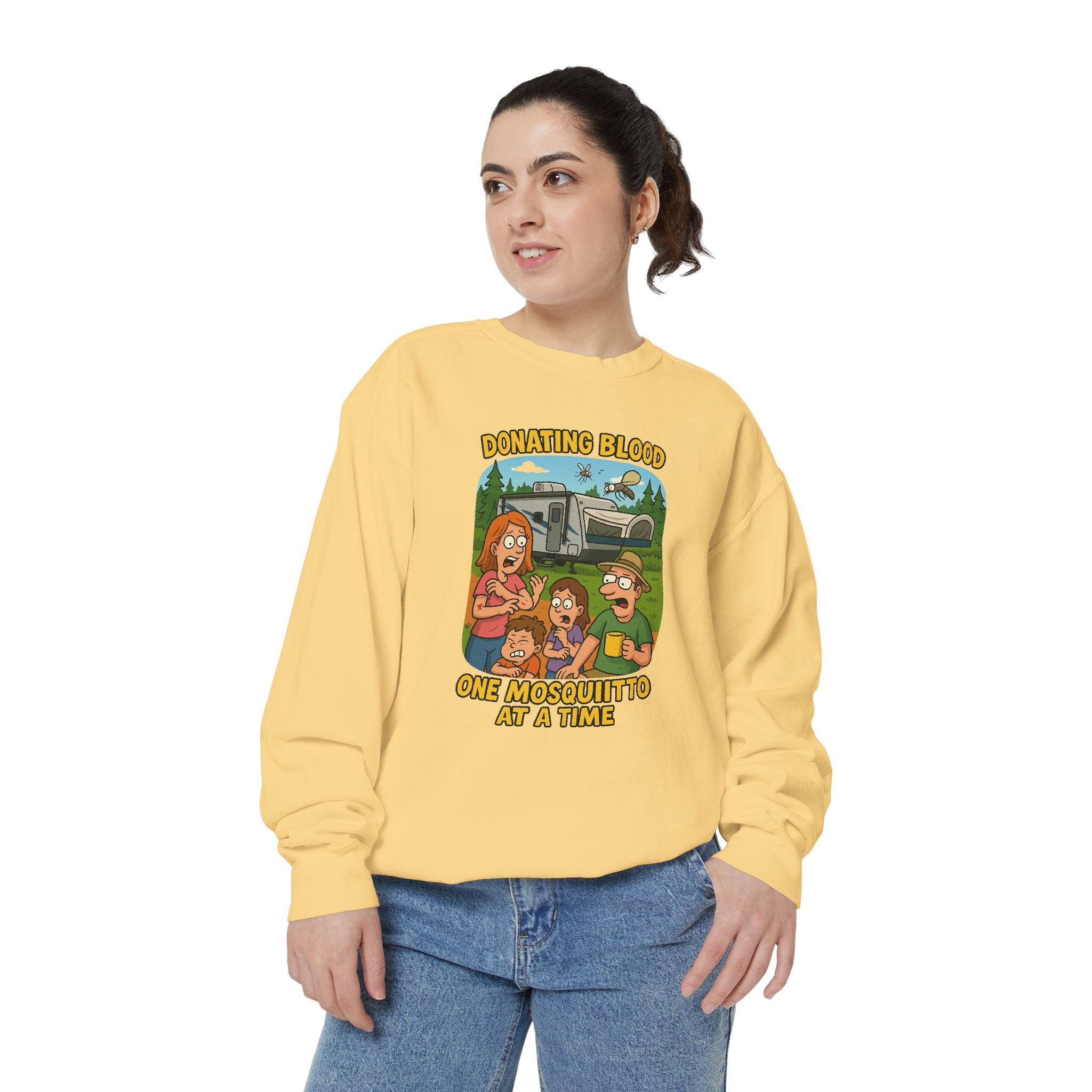 Unisex Garment-Dyed Sweatshirt - Donating Blood One Mosquito at a Time