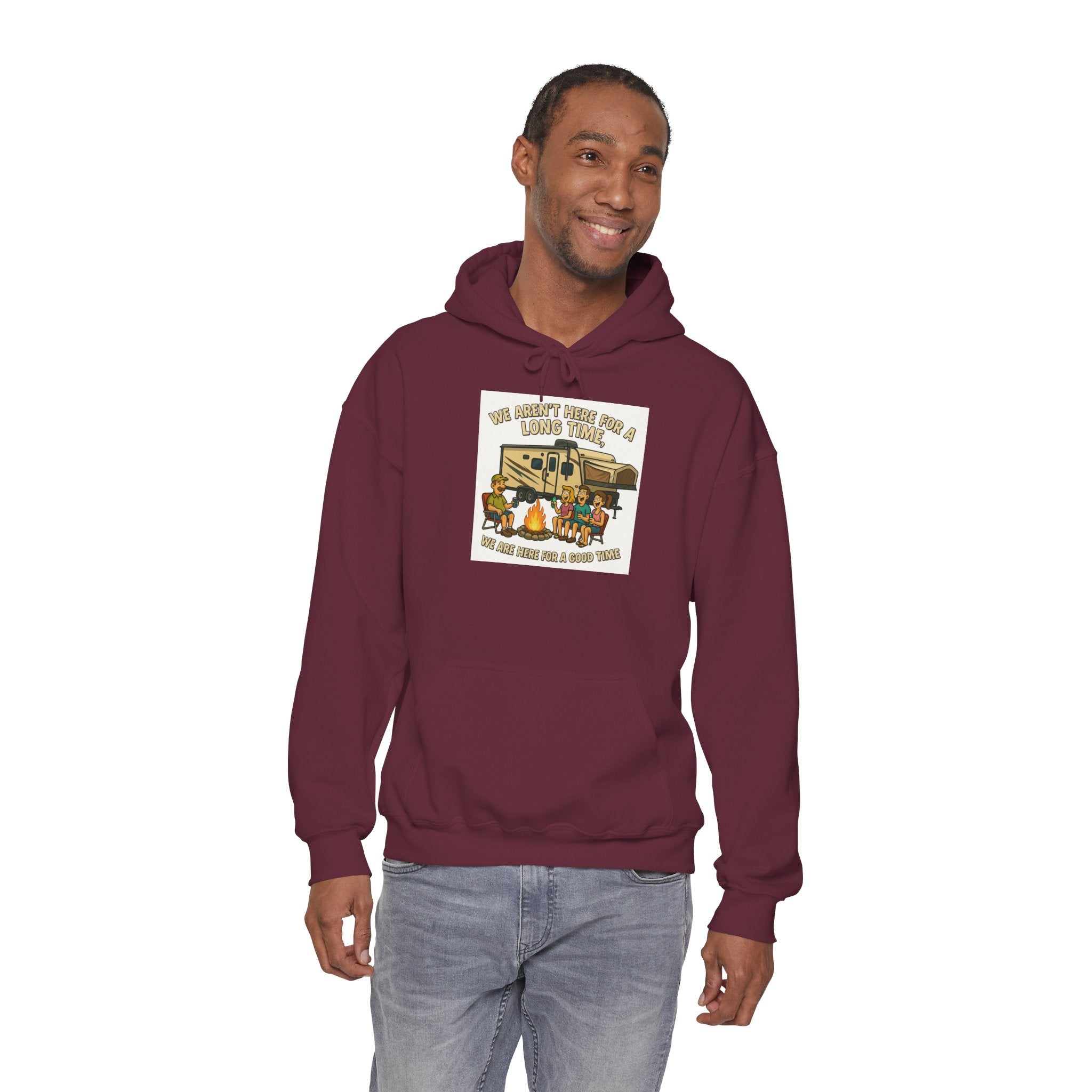 Adventure Awaits Graphic Hoodie - We aren't here for a long time, we are here for a good time