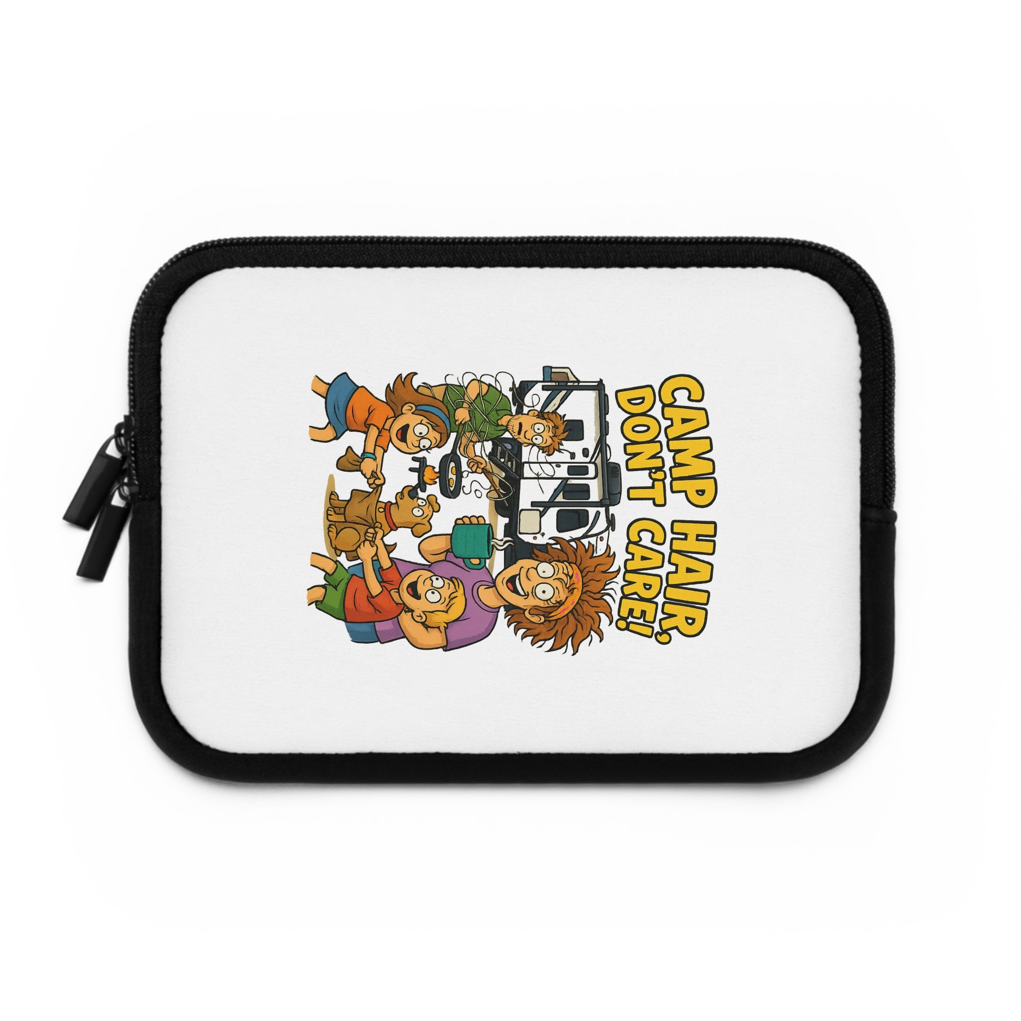 Laptop Sleeve, Camp Hair Don't Care Design, Cute Animal Lover Gift, Summer Camp Accessory, Travel Electronics Organizer