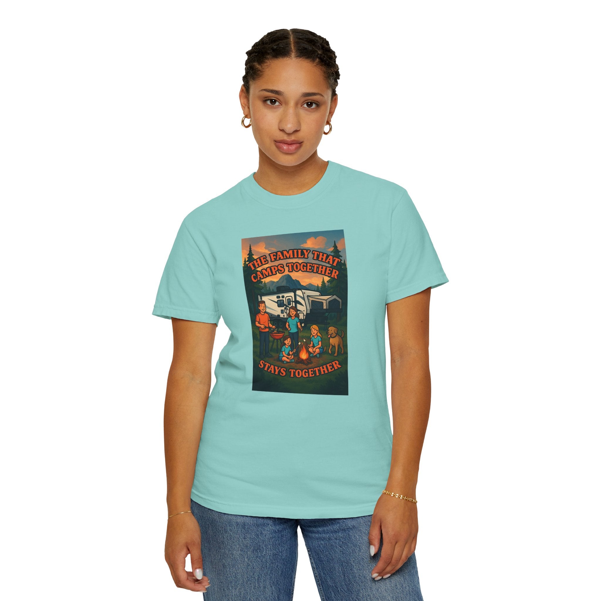 Family Camping T-shirt, Casual Outdoor Tee, Perfect for Family Gatherings, Summer Camp, Gift for Outdoor Lovers, Relaxed Fit Tee