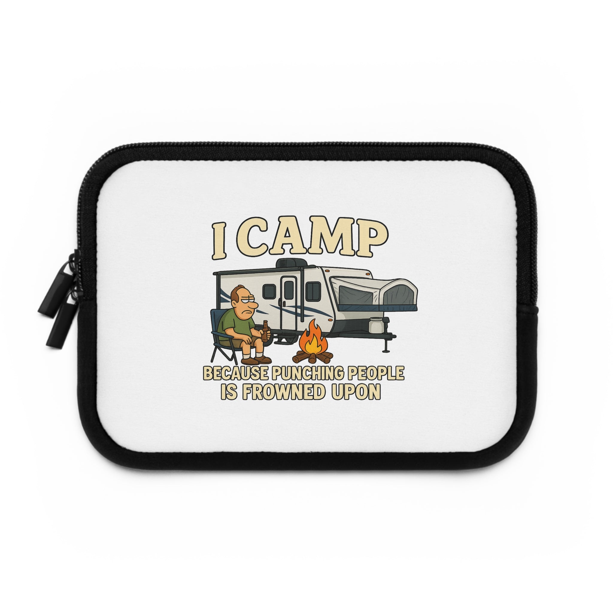 Funny Camping Laptop Sleeve - "I Camp Because Punching People is Frowned Upon"