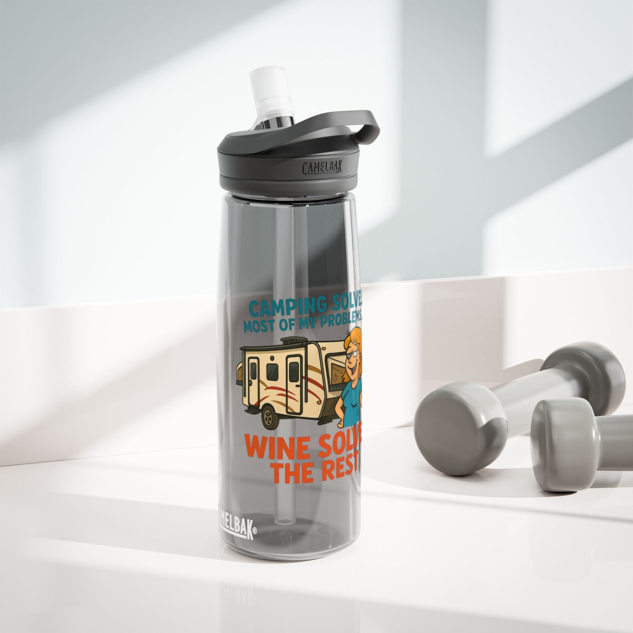 Camping Water Bottle with Fun Quote | Travel Mug, Outdoor Gear, Gift for Campers, Hydration Bottle, Adventure Accessory