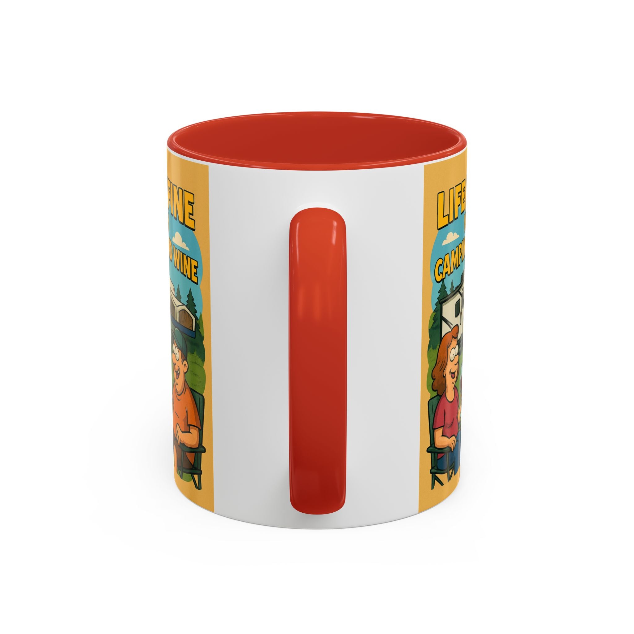 Life is fine with camping and wine Hybrid Camper Coffee Mug (11, 15oz)