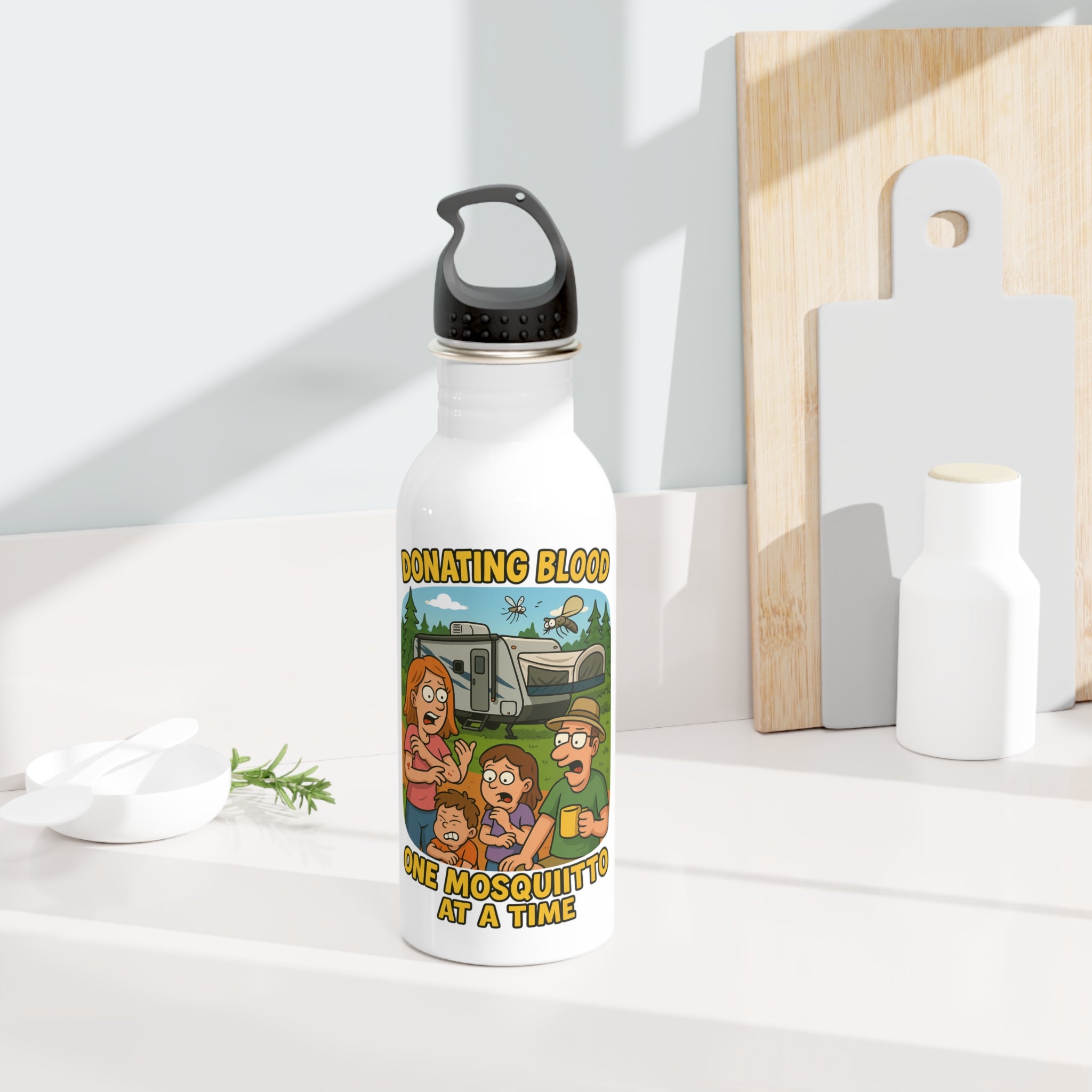 Funny Donating Blood Water Bottle, Humorous Camping Gear, Quirky Gifts for Friends, Eco-Friendly Hydration, Great for Outdoors