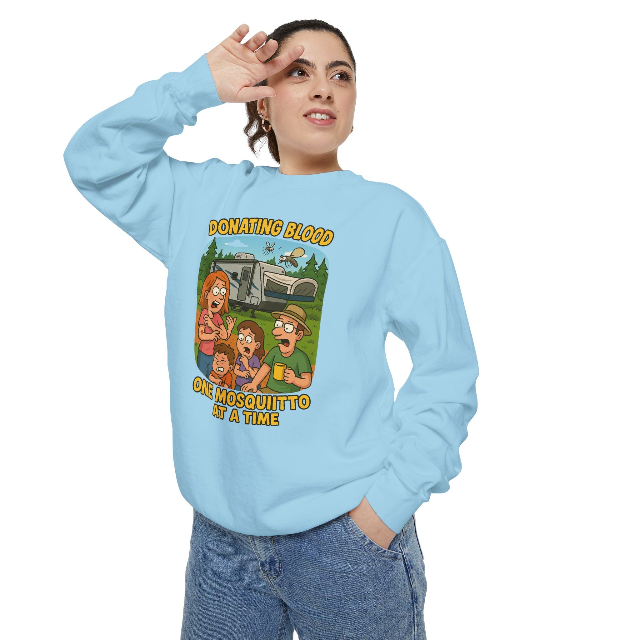 Unisex Garment-Dyed Sweatshirt - Donating Blood One Mosquito at a Time