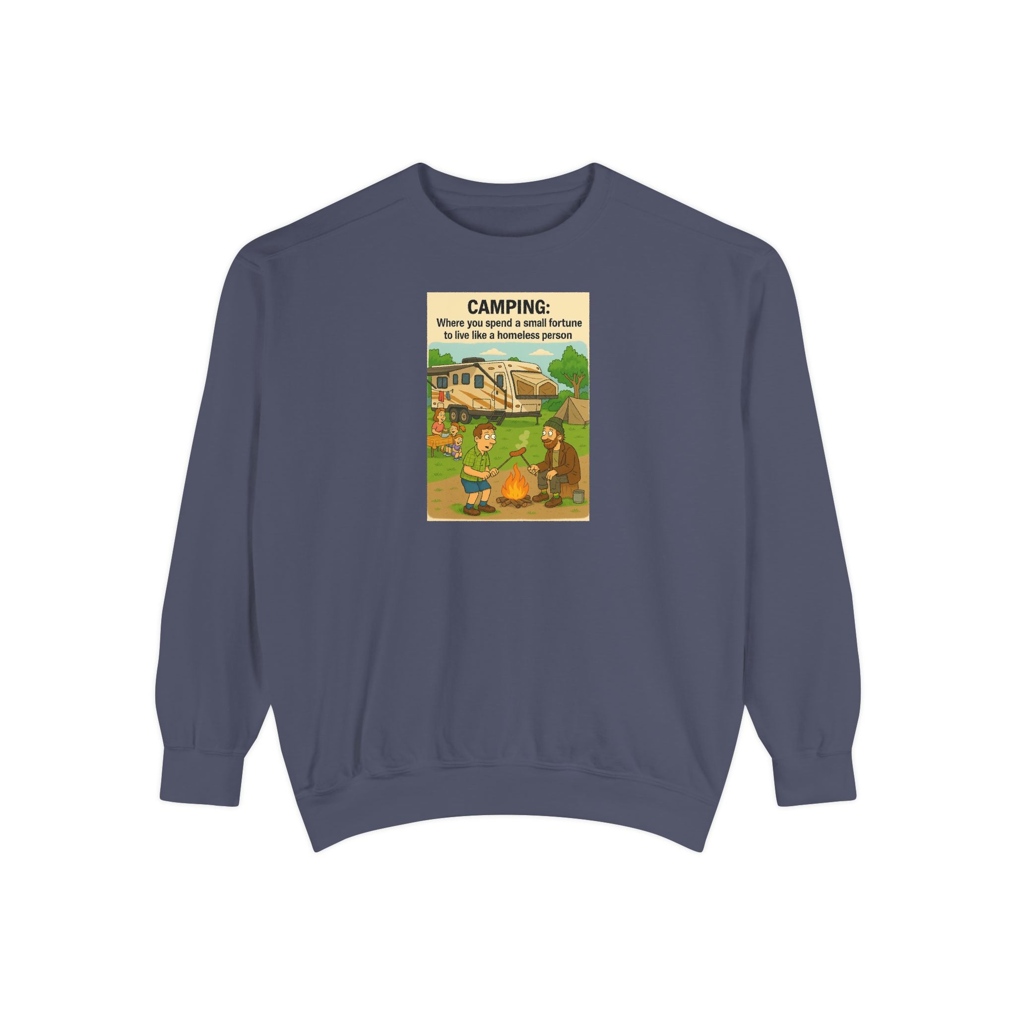 Camping Adventure Sweatshirt, Unisex Garment-DyedPullover, Cozy Casual Wear, Outdoor Enthusiast Gift, Camping Trip Apparel