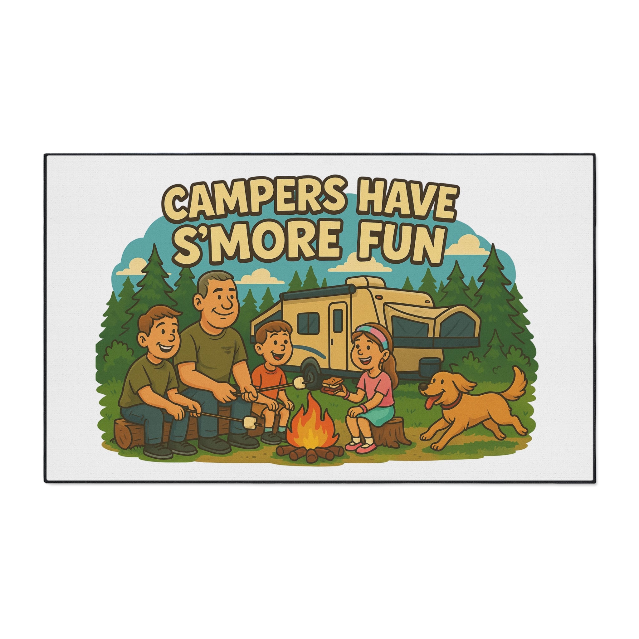 Campfire Fun Floor Mat - Family Camping Decor, Outdoor Rug, S'mores Theme Mat, RV Welcome Mat, Adventurer Gift