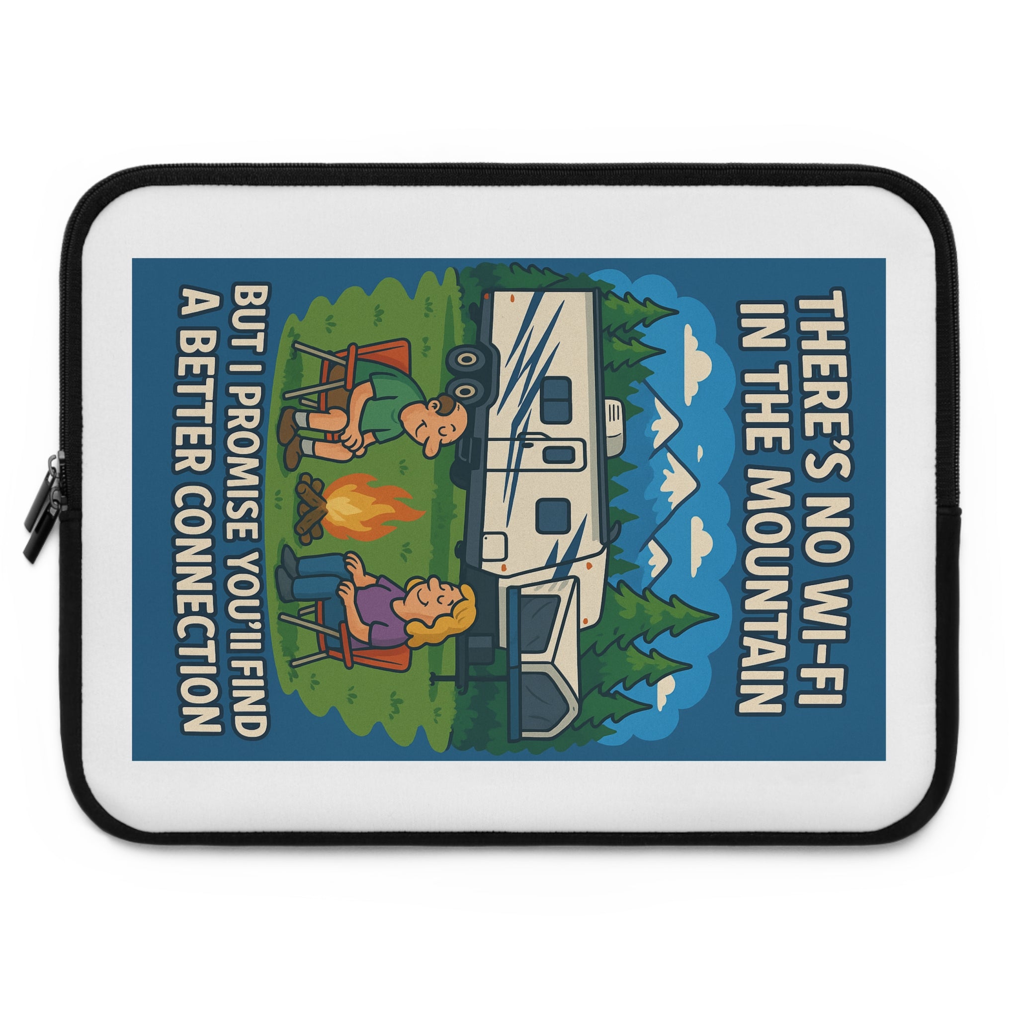 Camping-Themed Laptop Sleeve, Outdoor Adventure Tech Case, No Wi-Fi Fun, Gifts for Travelers, Co-worker Appreciation