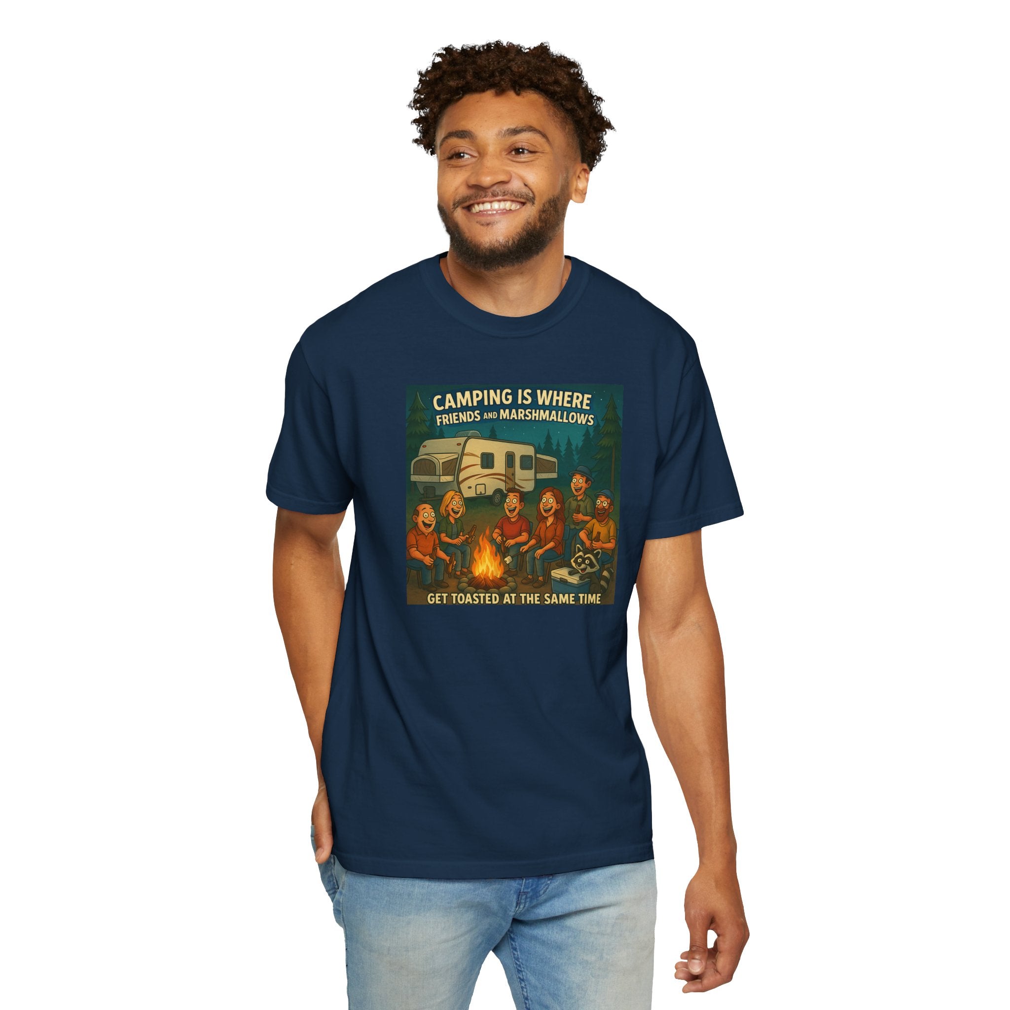 Camping T-Shirt: Get Toasted with Friends, Unisex Garment-Dyed Tee, Outdoor Adventure Shirt, Camping Gift, Summer BBQ Shirt, Family [...]