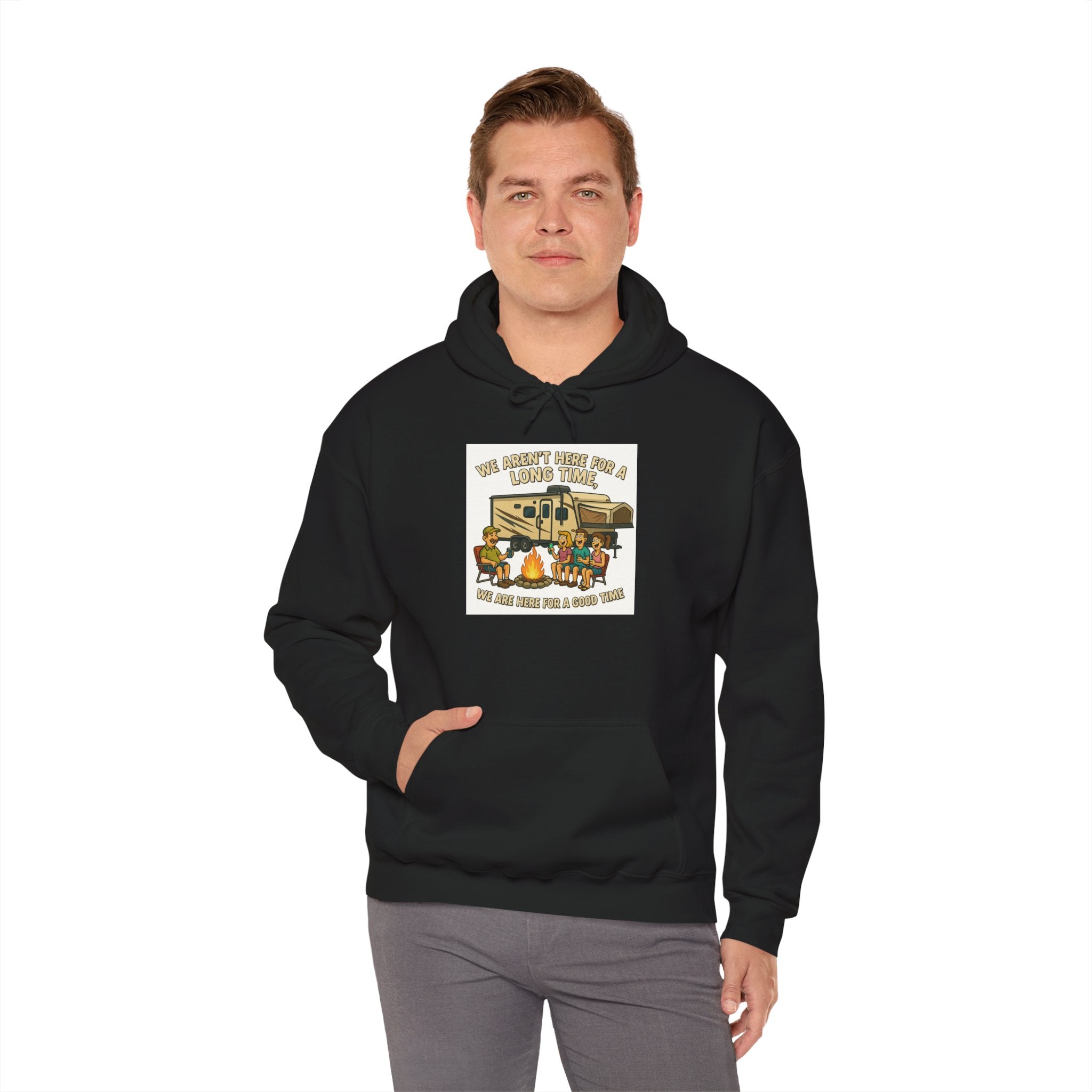 Adventure Awaits Graphic Hoodie - We aren't here for a long time, we are here for a good time