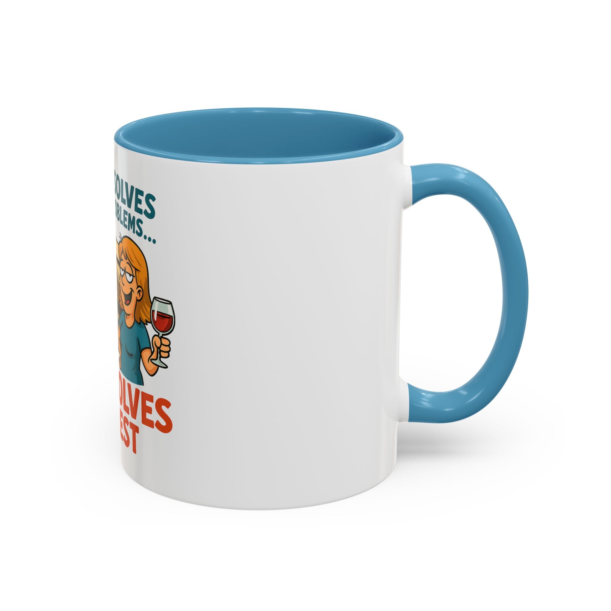 Camping Coffee Mug - Wine Solves the Rest - Fun Camper Mug for Nature Lovers, Gift for Adventurers, Travel Mug, Coffee Lover's Gift