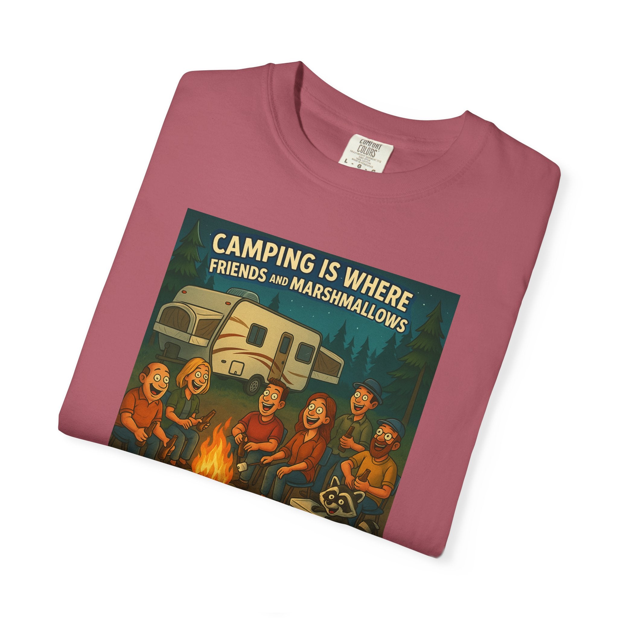 Camping T-Shirt: Get Toasted with Friends, Unisex Garment-Dyed Tee, Outdoor Adventure Shirt, Camping Gift, Summer BBQ Shirt, Family [...]