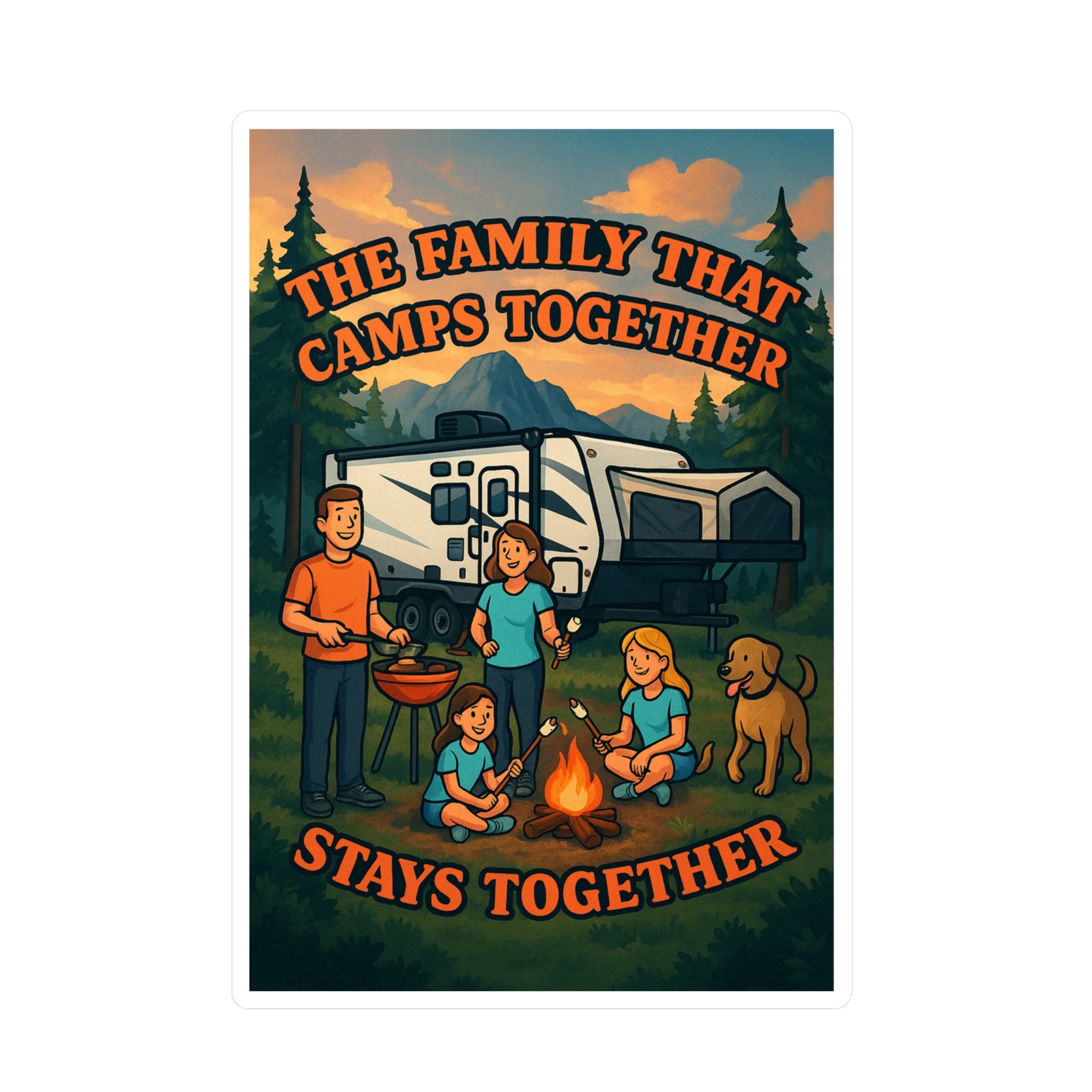 Family Camp Night Kiss-Cut Vinyl Decals - Camping Decor, Family Bonding, Outdoor Stickers, Travel Gifts, RV Accessories