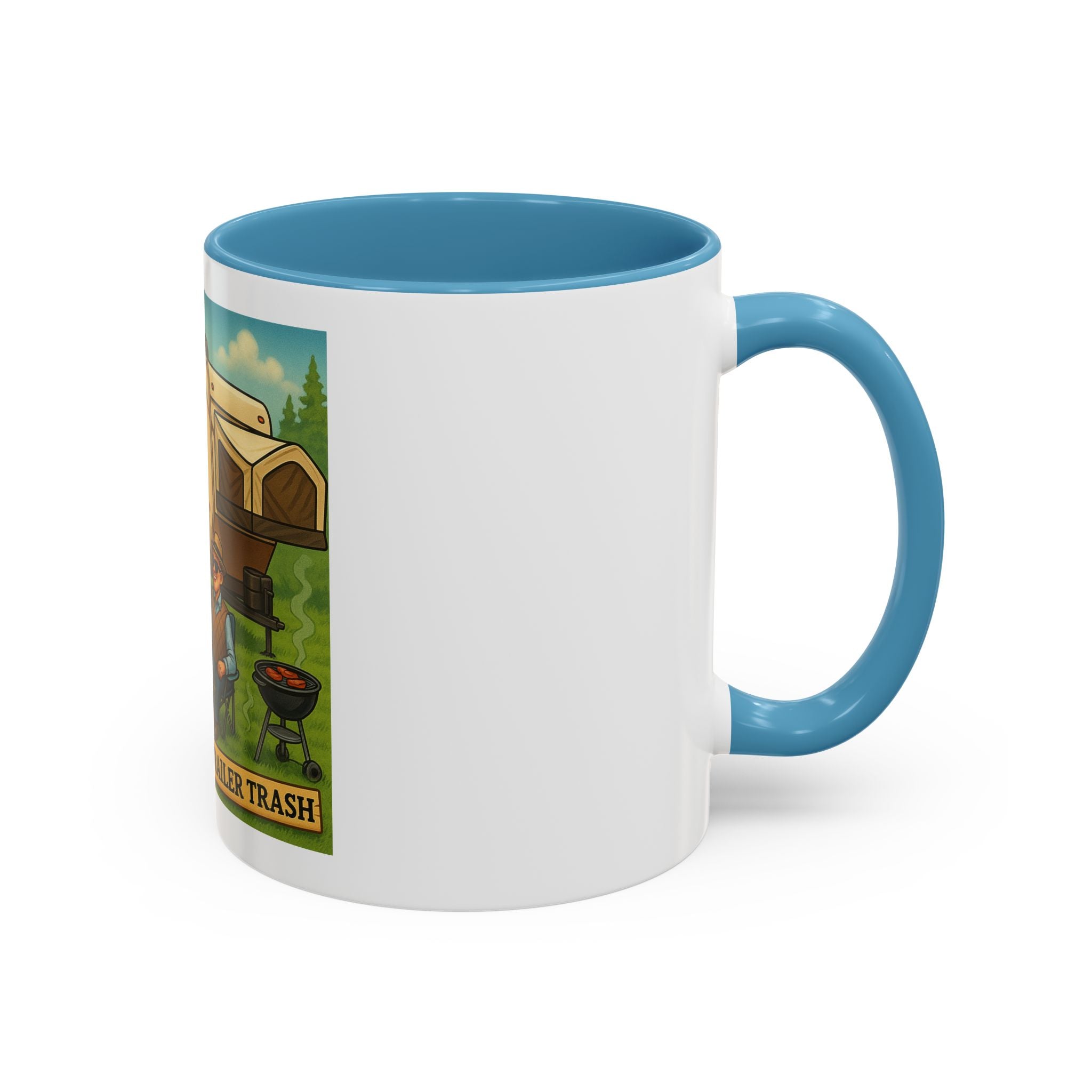 High Class Trailer Trash Coffee Mug - Fun Campfire Ceramic Tea Cup