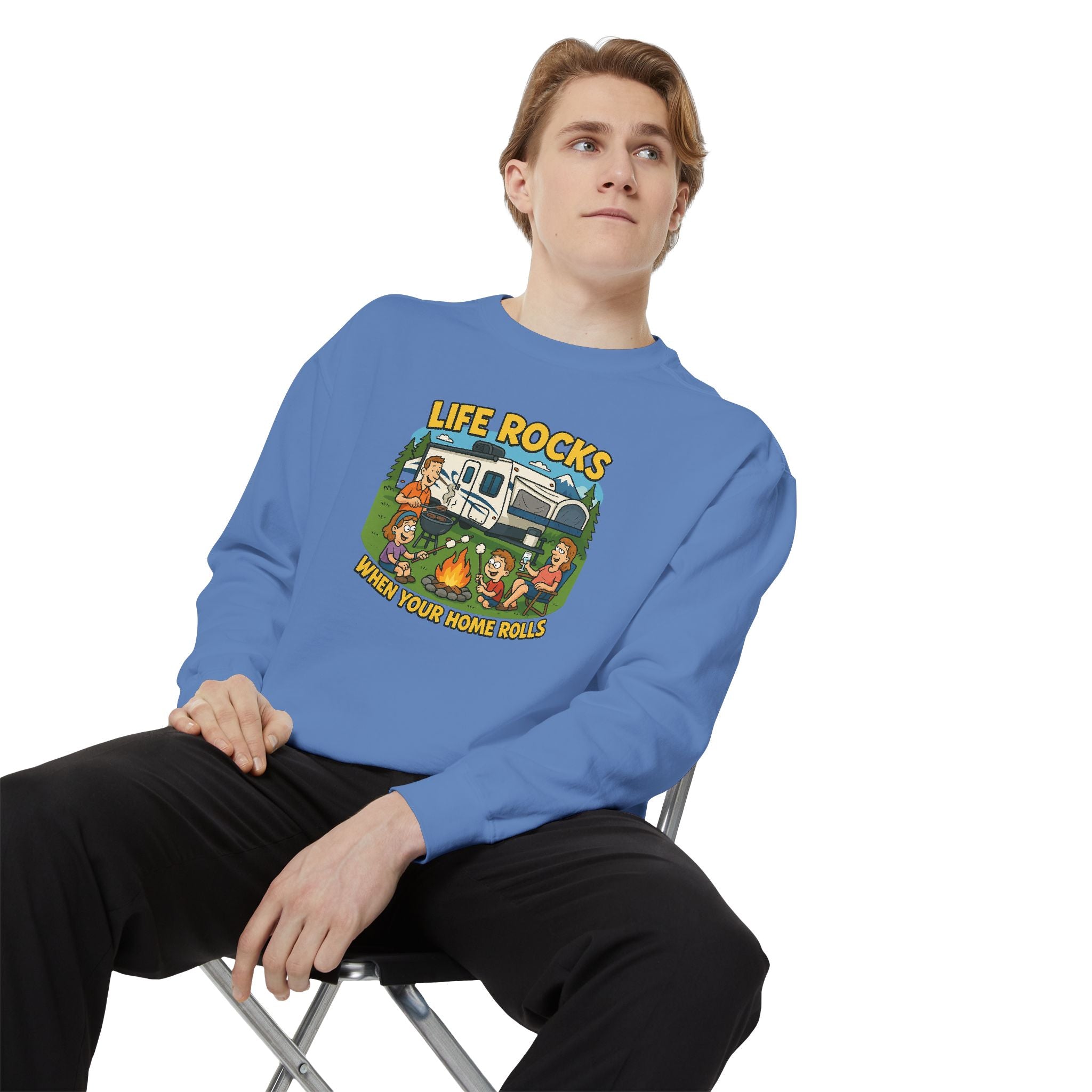 Retro Camping Sweatshirt, Life Rocks Sweater, Unisex Sweatshirt, Vintage RV Sweatshirt, Cozy Outdoor Apparel, Gift for Campers
