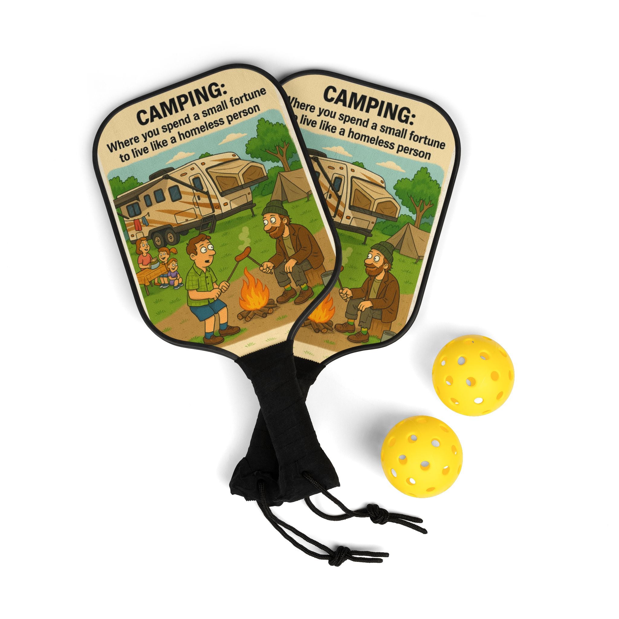 Pickleball Paddle Set - Funny Camping Theme, Outdoor Game Gear, Ideal Gift for Campers & Pickleball Enthusiasts, Unique Sports [...]