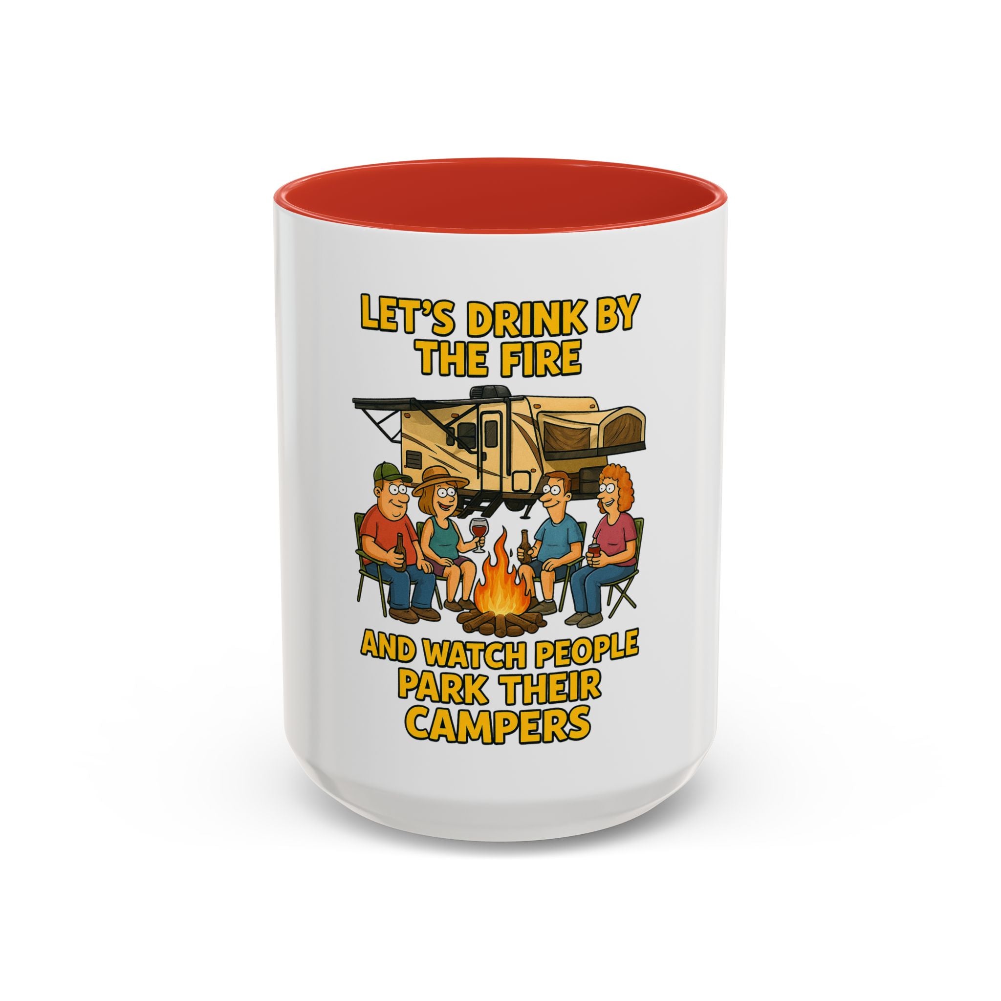Campfire Accent Coffee Mug, Camping Gift, Outdoor Adventure Mug, RV Lovers Coffee Cup, Relaxing by the Fire