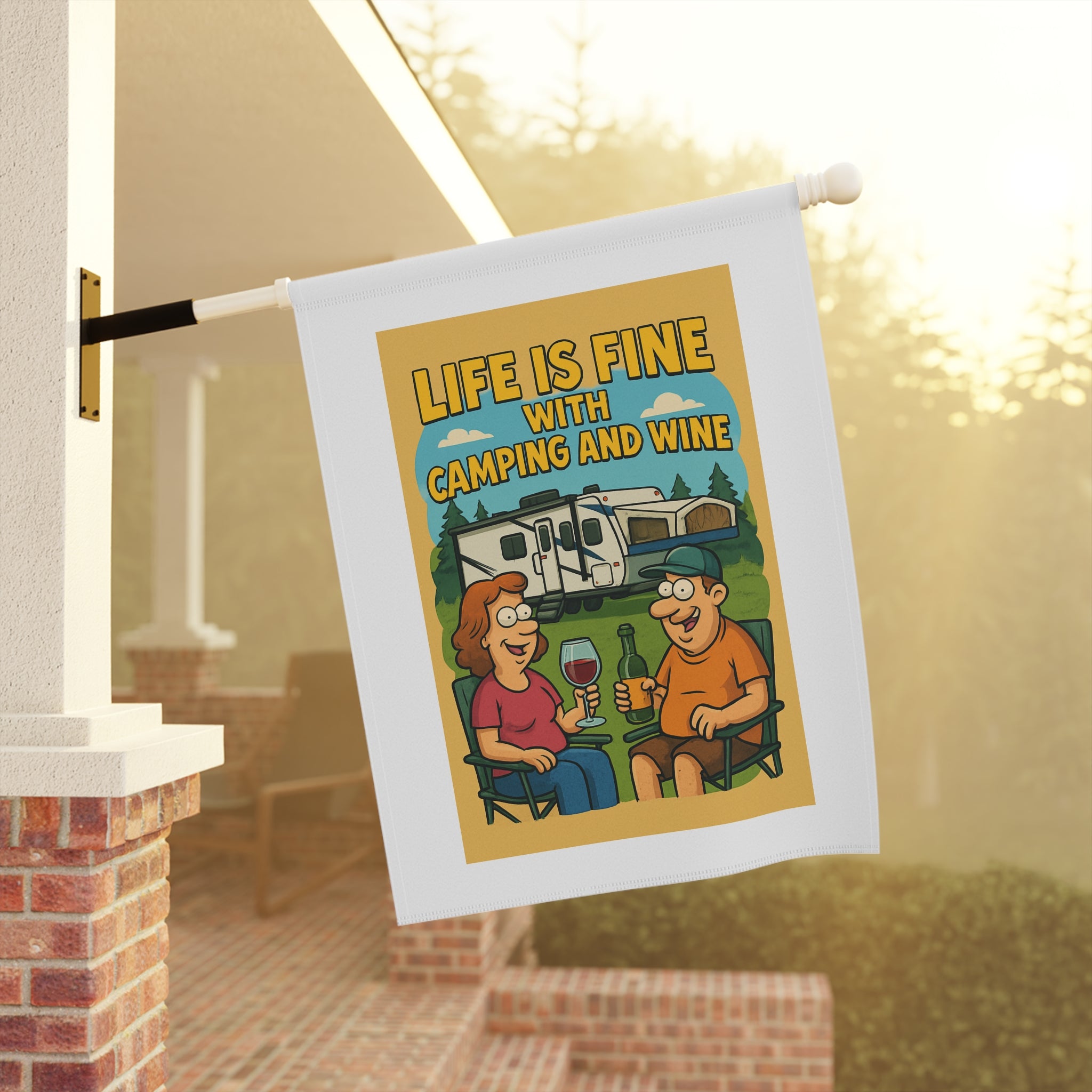 Camping Banner, Garden Decor, Outdoor Vibes, Wine Lovers Gift, Fun Camping Decorations, Unique Home & Garden Banner