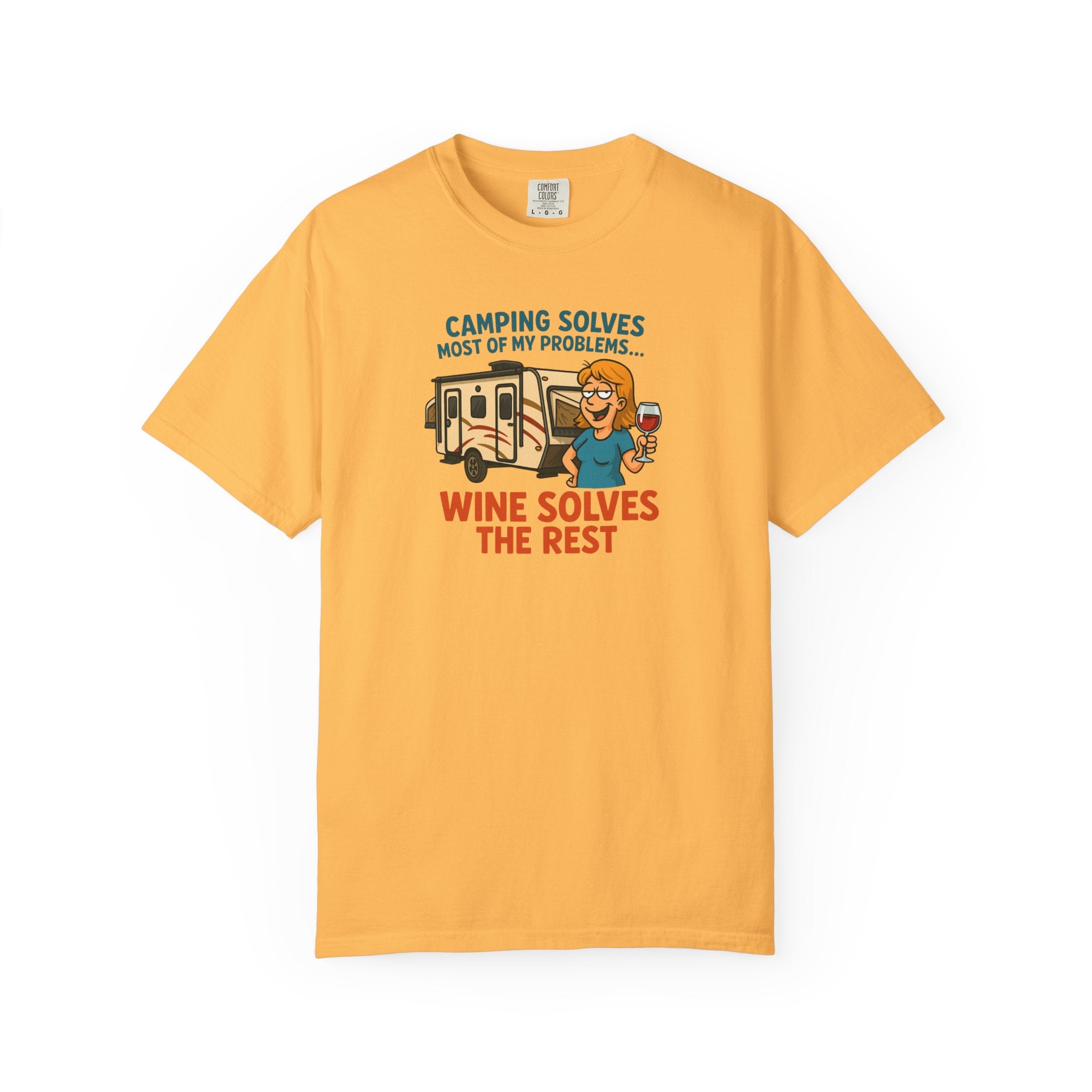Camping & Wine Unisex T-Shirt, Relaxed Fit Tee, Perfect Gift for Campers, Wine Lovers, Outdoor Enthusiasts, Summer Celebrations