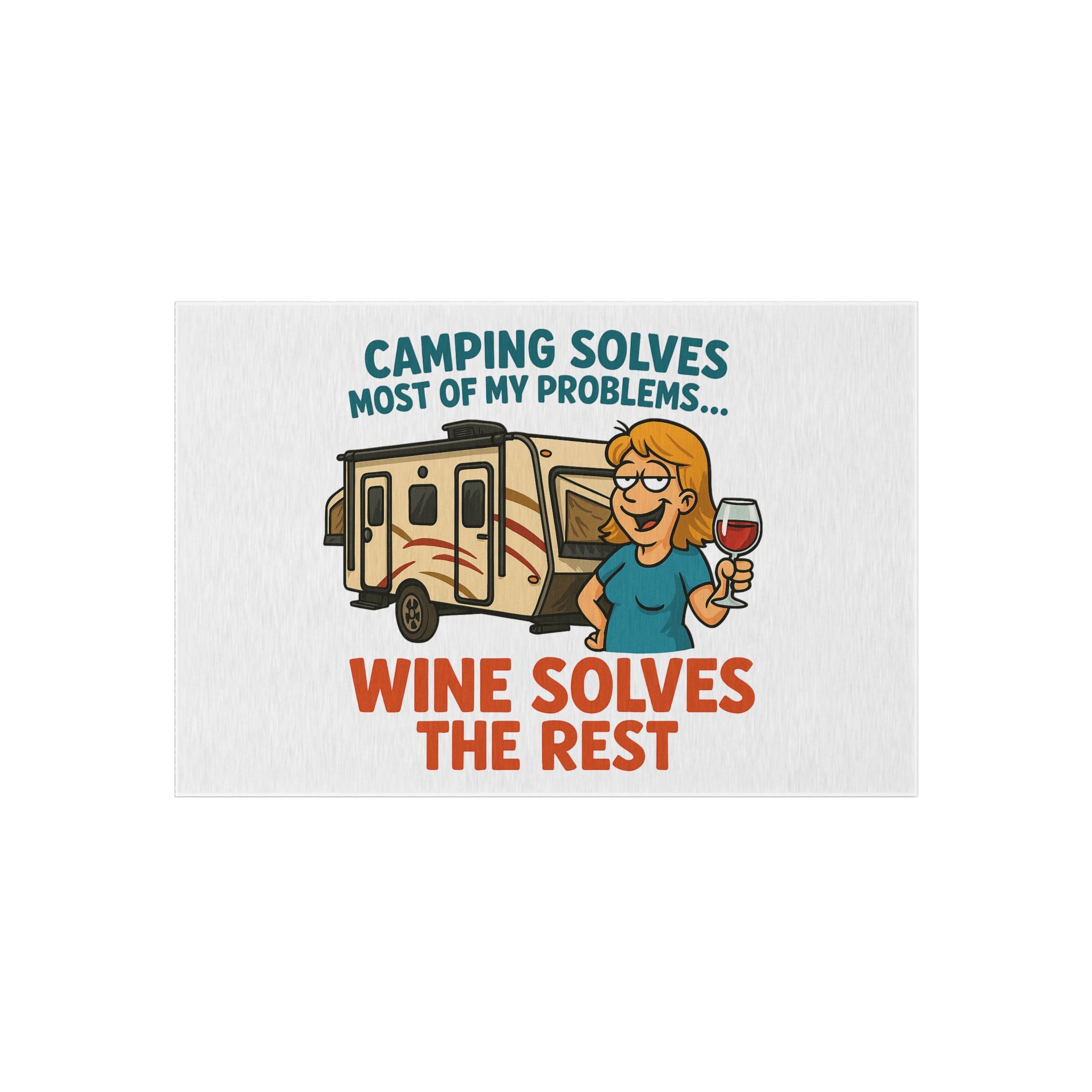 Camping Outdoor Rug - Wine Solves the Rest, Patio Decor, RV Accessories, Outdoor Living, Camping Gear