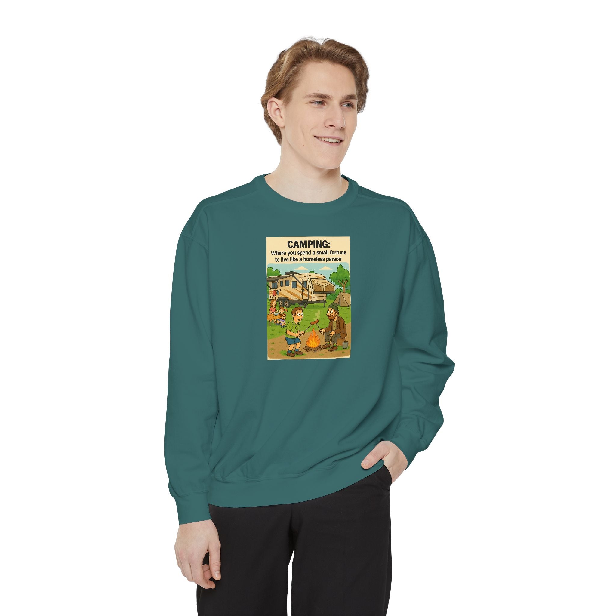 Camping Adventure Sweatshirt, Unisex Garment-DyedPullover, Cozy Casual Wear, Outdoor Enthusiast Gift, Camping Trip Apparel