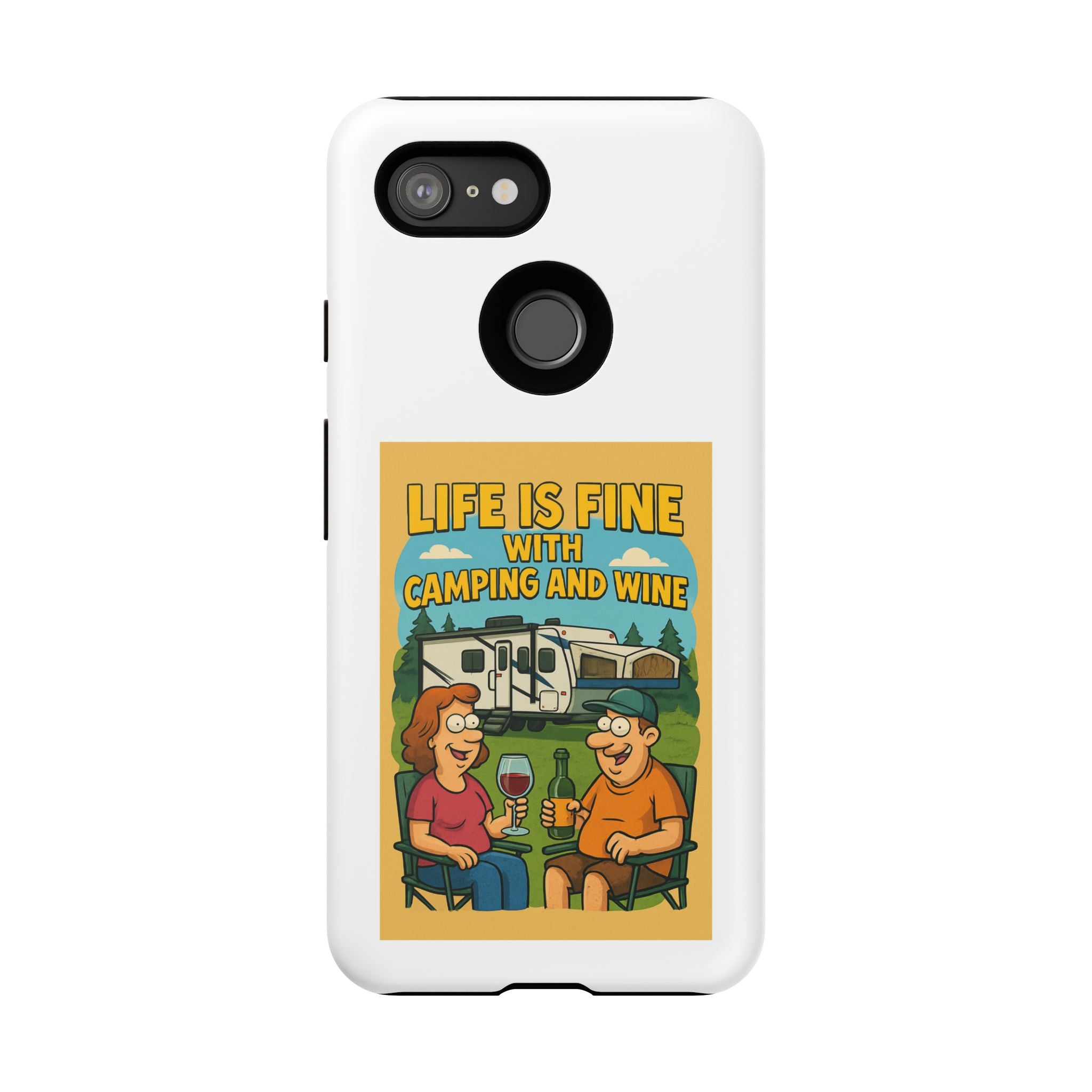 Camping & Wine Phone Case, Outdoor Adventure Accessory, Fun Gift for Campers, Summer Travel Essential, RV Lover Present