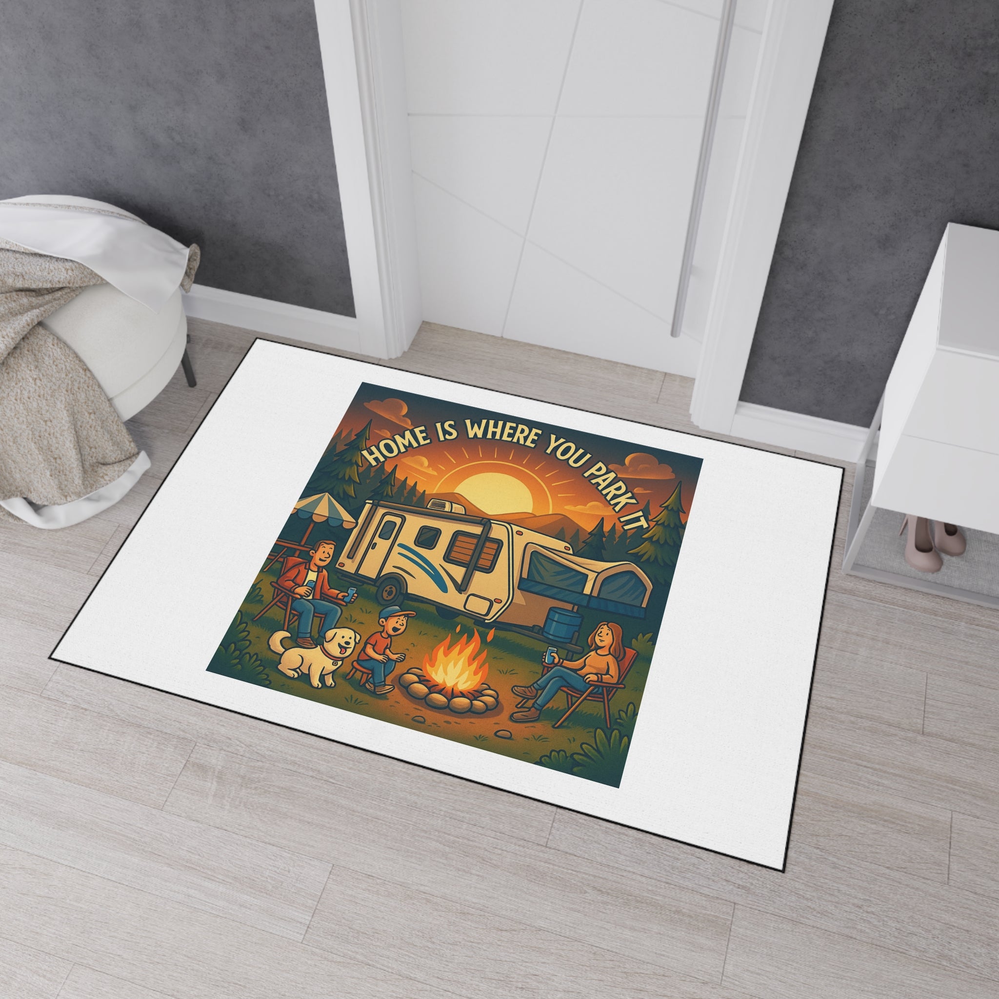 Cozy RV Welcome Mat, Home is Where You Park It Decor, Camping Floor Mat, Outdoor Welcome Mat, Travel Enthusiast Gift
