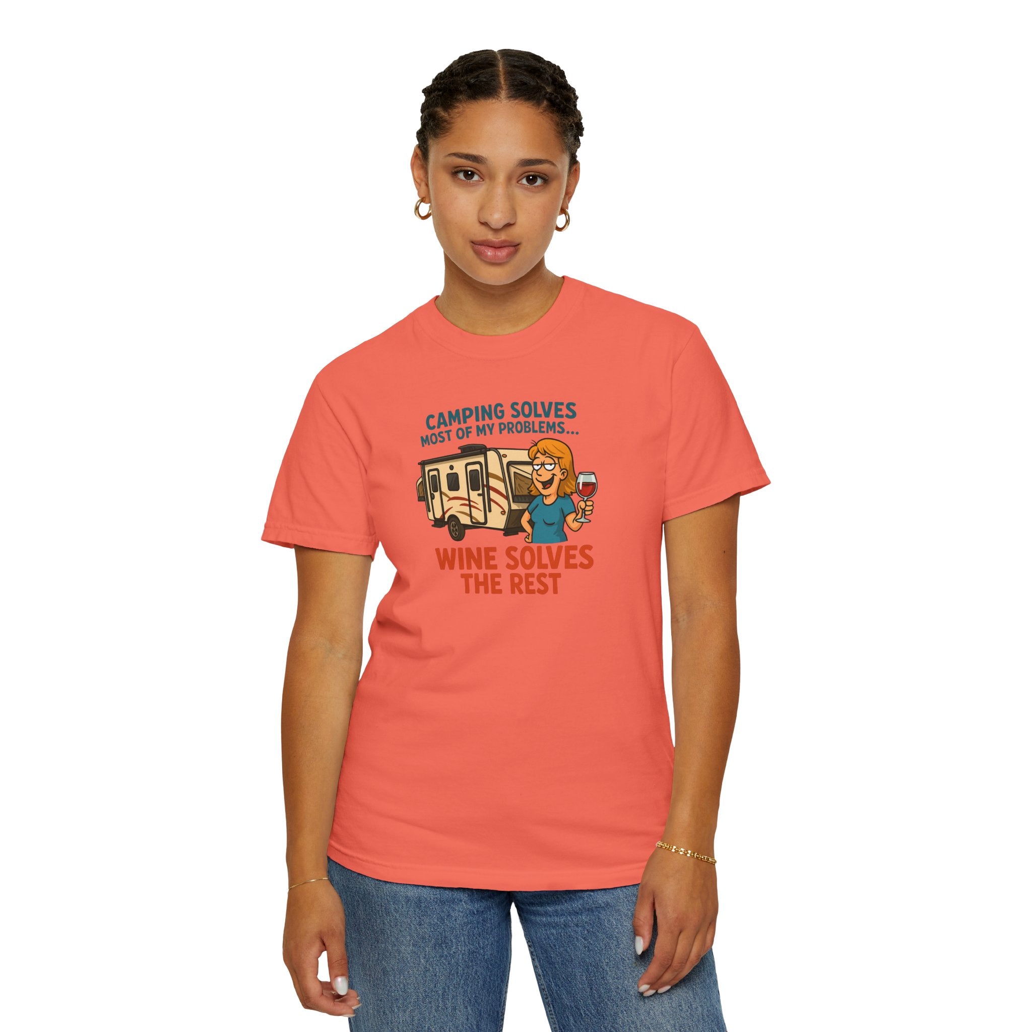 Camping & Wine Unisex T-Shirt, Relaxed Fit Tee, Perfect Gift for Campers, Wine Lovers, Outdoor Enthusiasts, Summer Celebrations