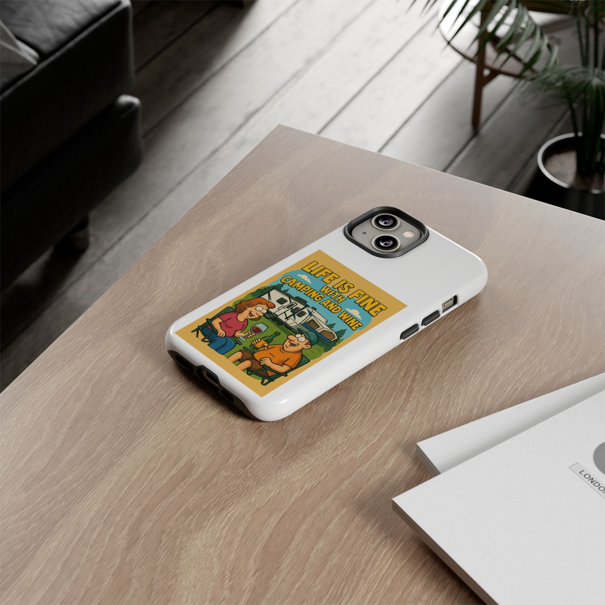 Camping & Wine Phone Case, Outdoor Adventure Accessory, Fun Gift for Campers, Summer Travel Essential, RV Lover Present