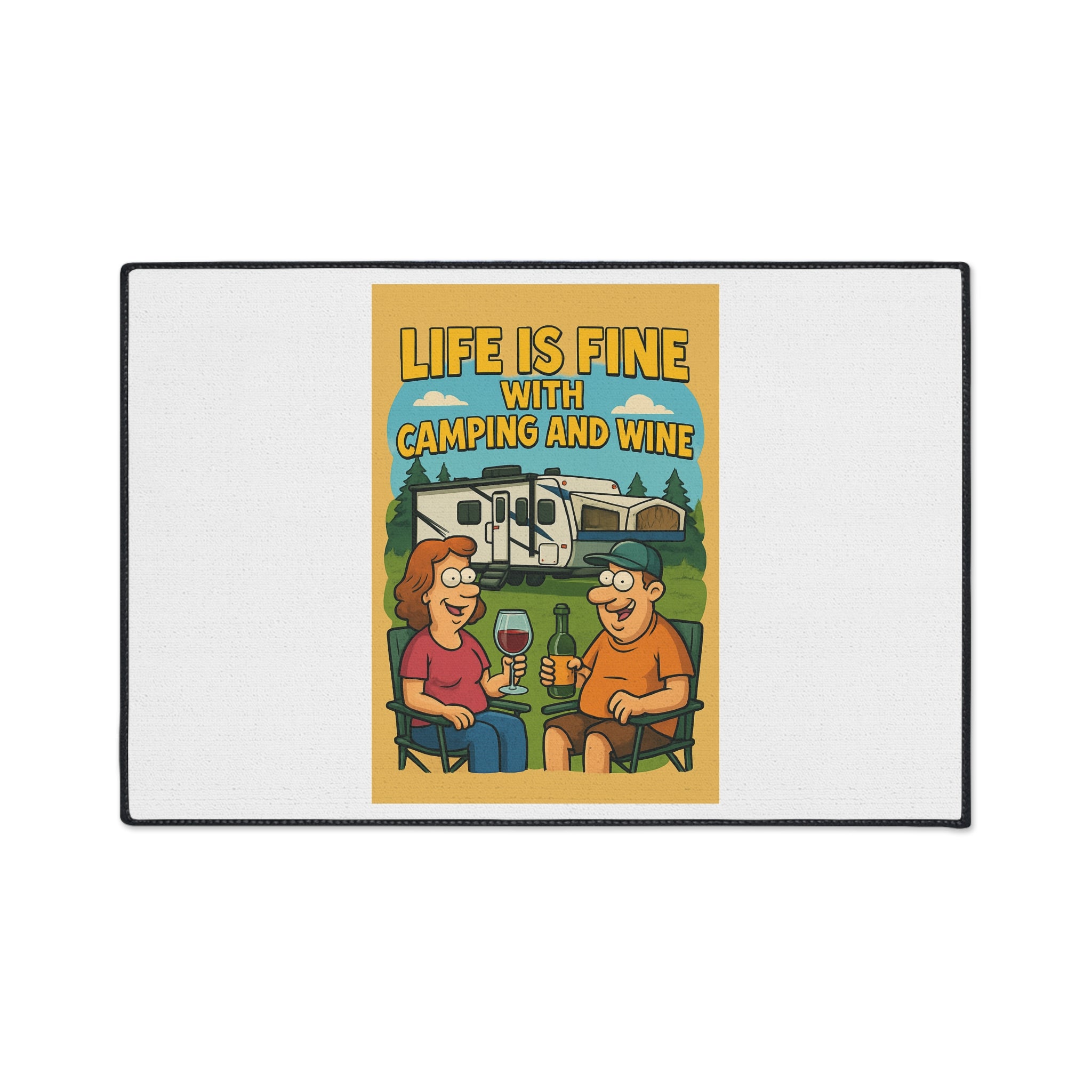 Campfire Vibes Floor Mat - Perfect for Outdoor Gatherings, RV Adventures, Gift for Camping Enthusiasts, Wine Lovers, Patio Decor